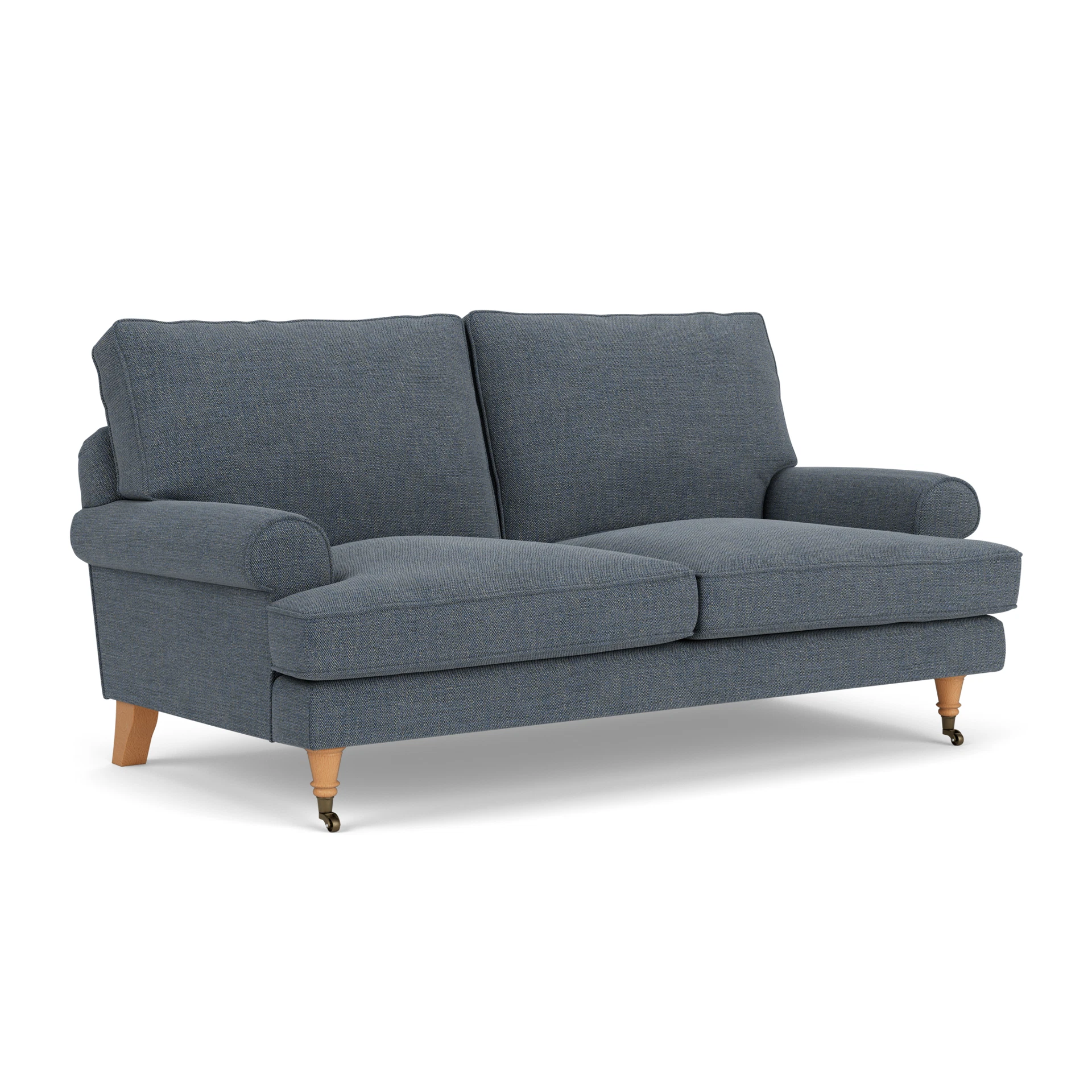Stewart Large 2 Seater Sofa in Rustic Weave - Indigo with Light legs