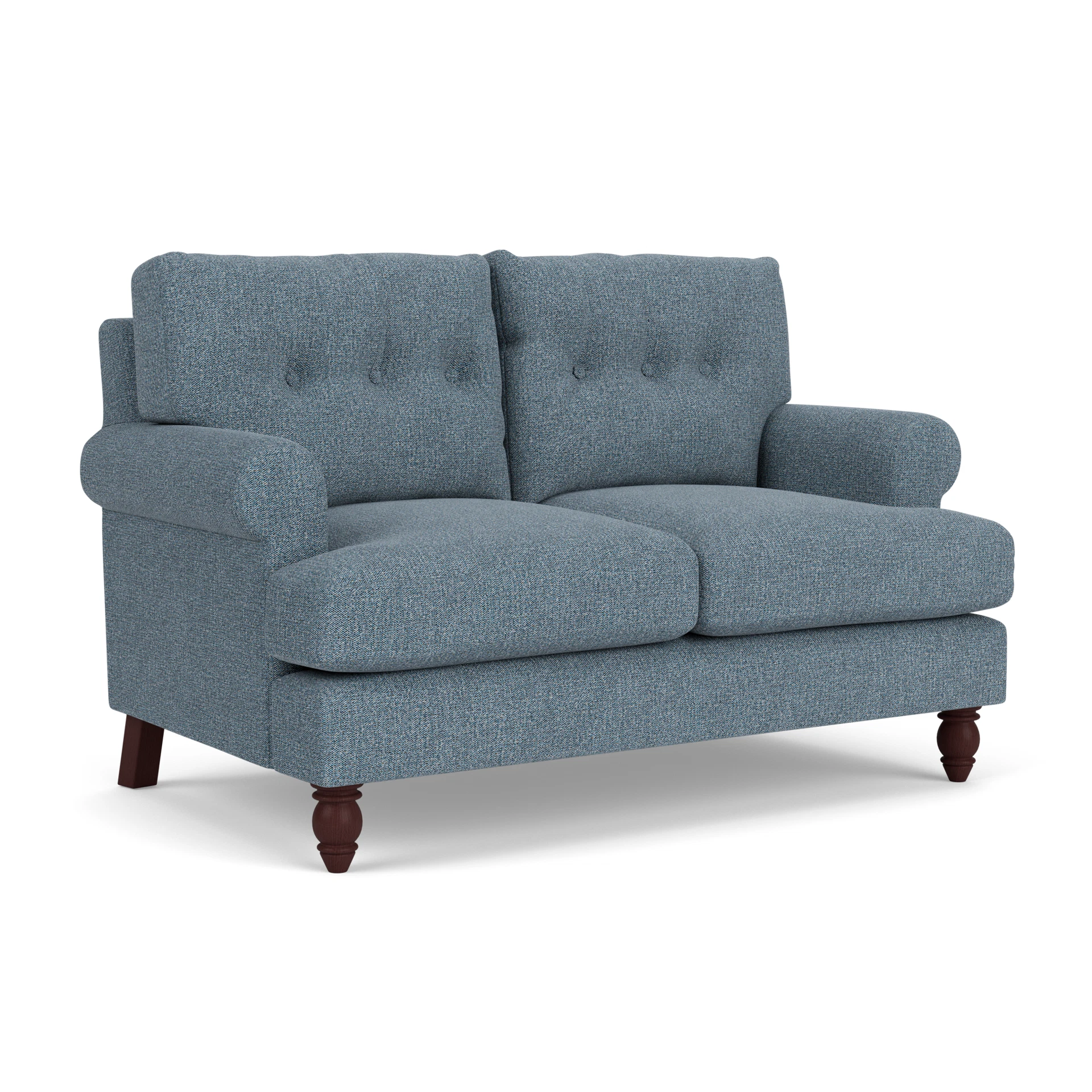 Talbot 2 Seater Sofa in Aquaclean Oxford - Mid Blue with Light legs