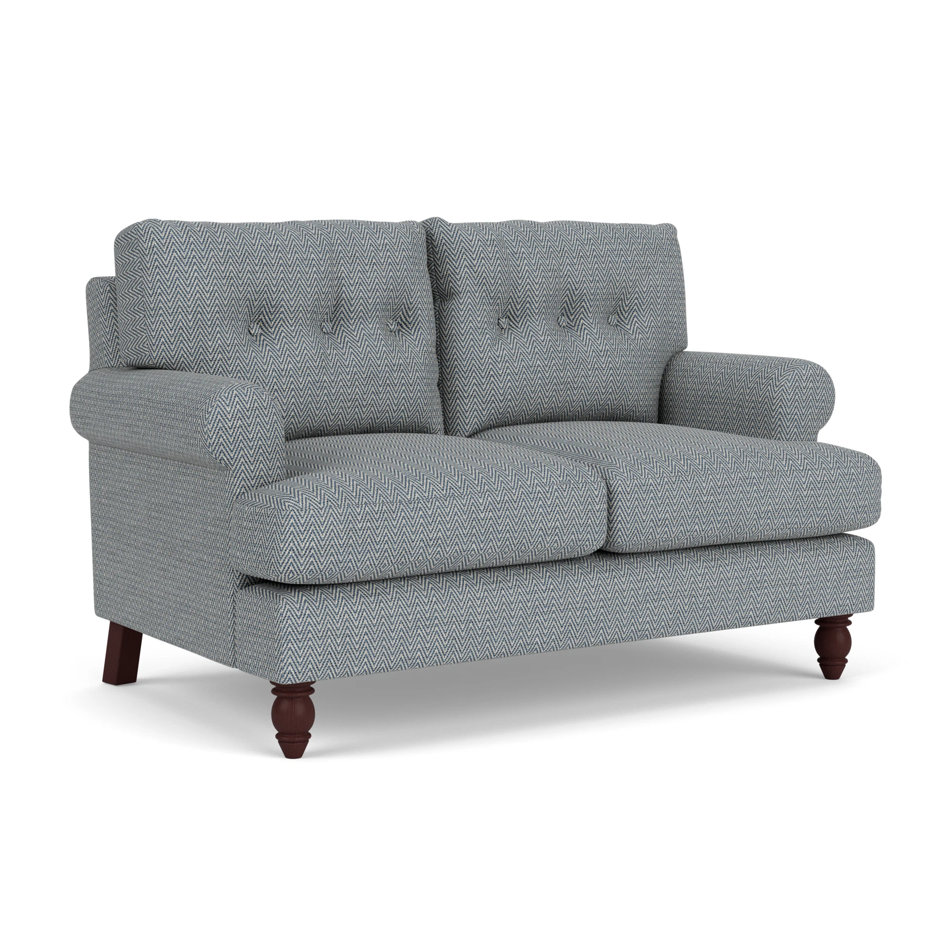 Talbot 2 Seater Sofa in Herringbone Weave - Navy with Light legs
