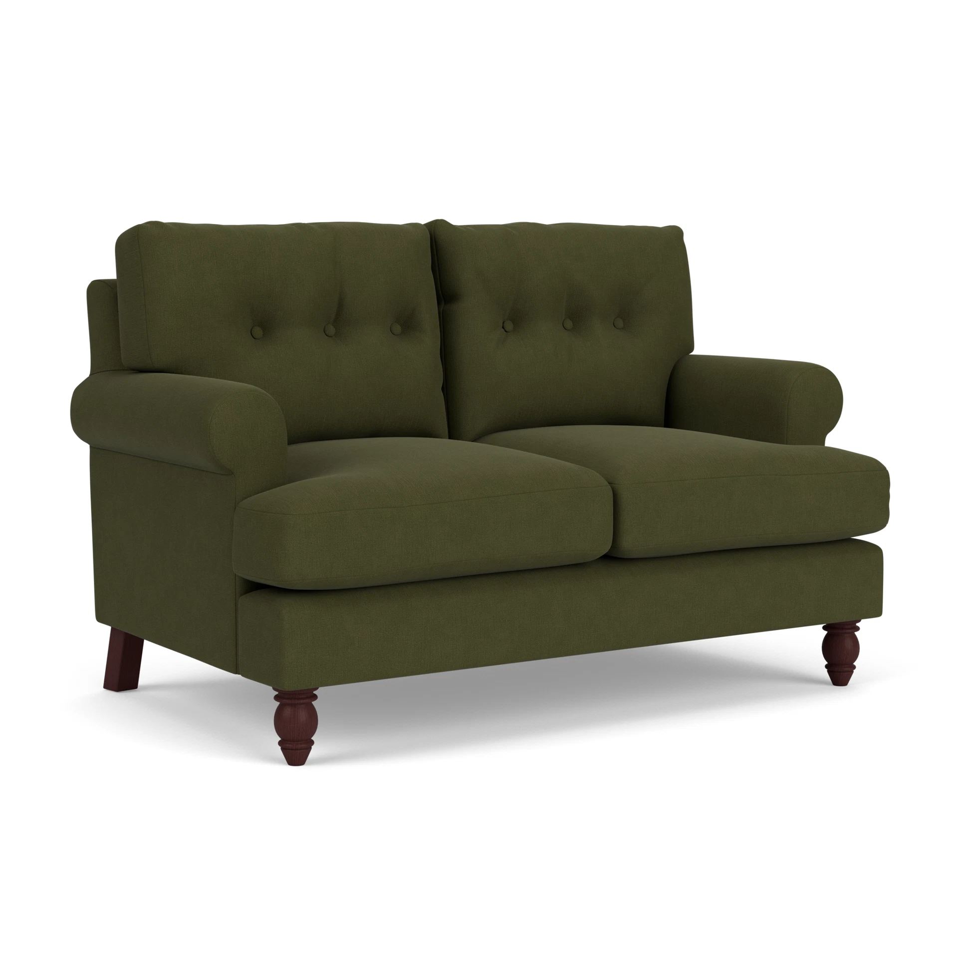 Talbot 2 Seater Sofa in House Linen Mix - Forest Green with Light legs