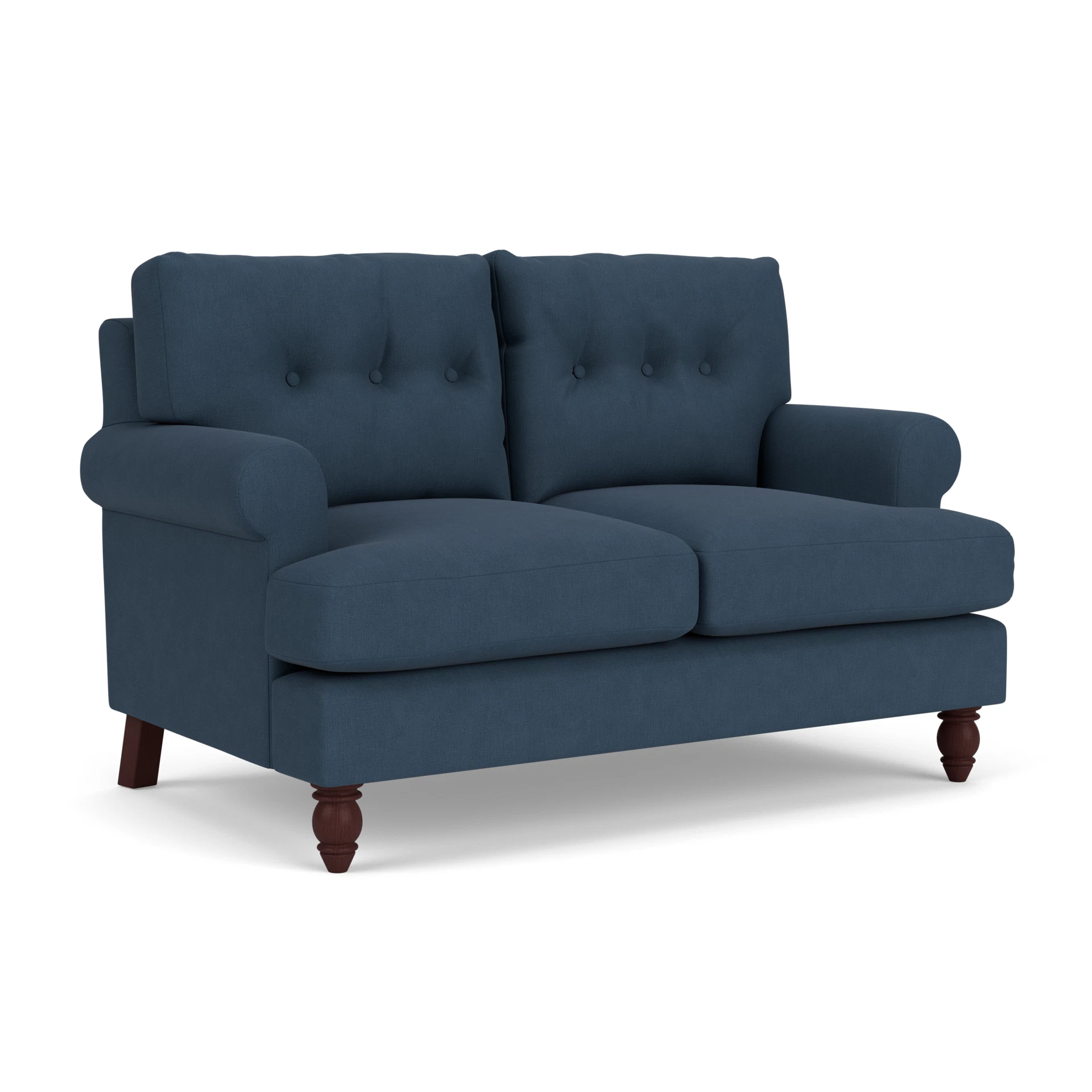 Talbot 2 Seater Sofa in House Linen Mix - Indigo with Light legs