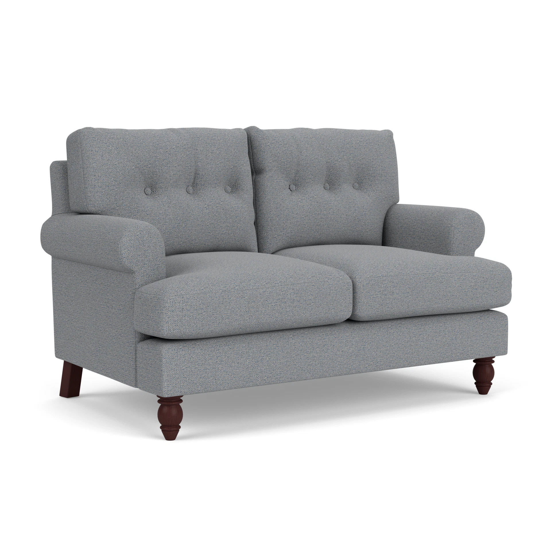 Talbot 2 Seater Sofa in House Weave - Blue Marl with Light legs