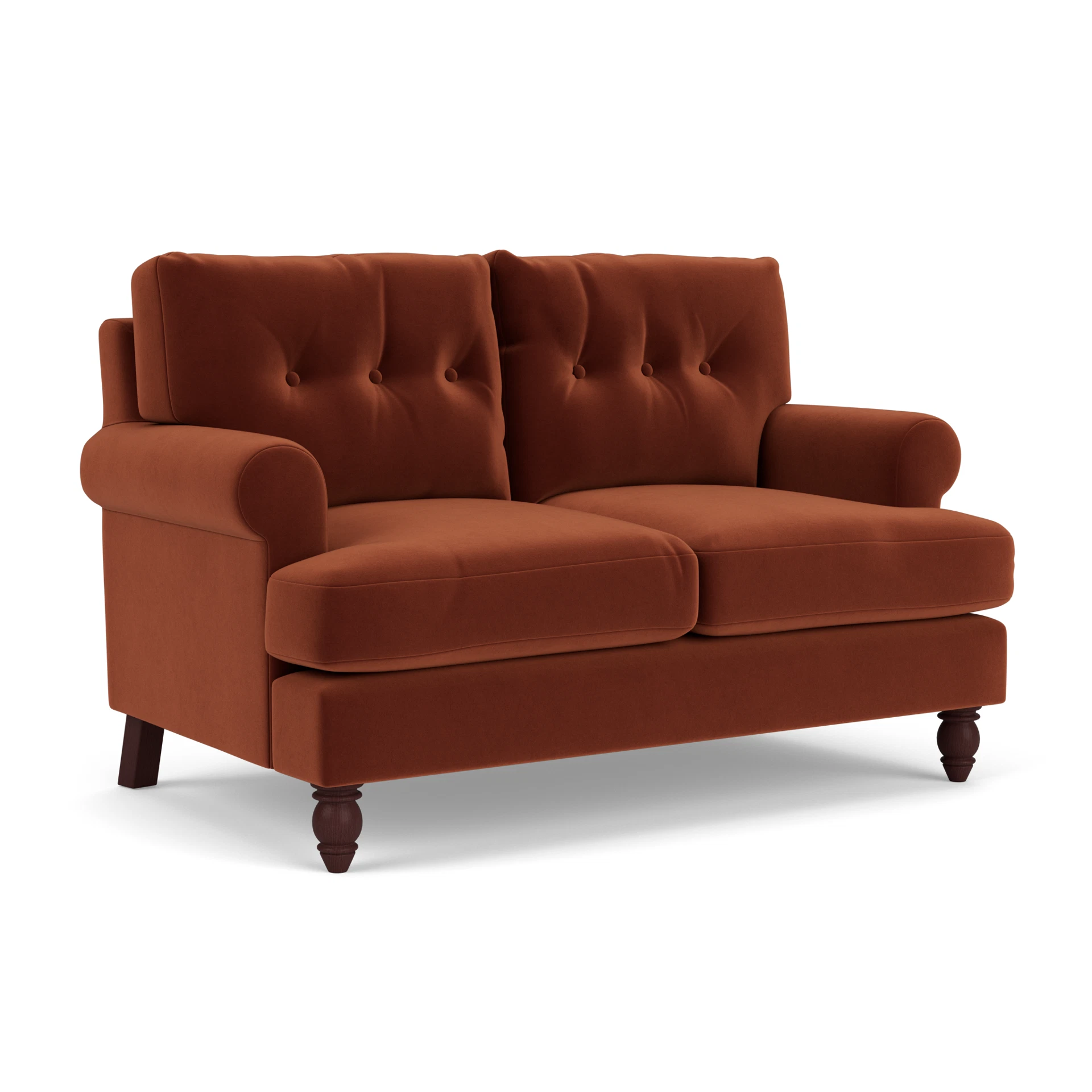 Talbot 2 Seater Sofa in Matt Velvet - Brick with Light legs