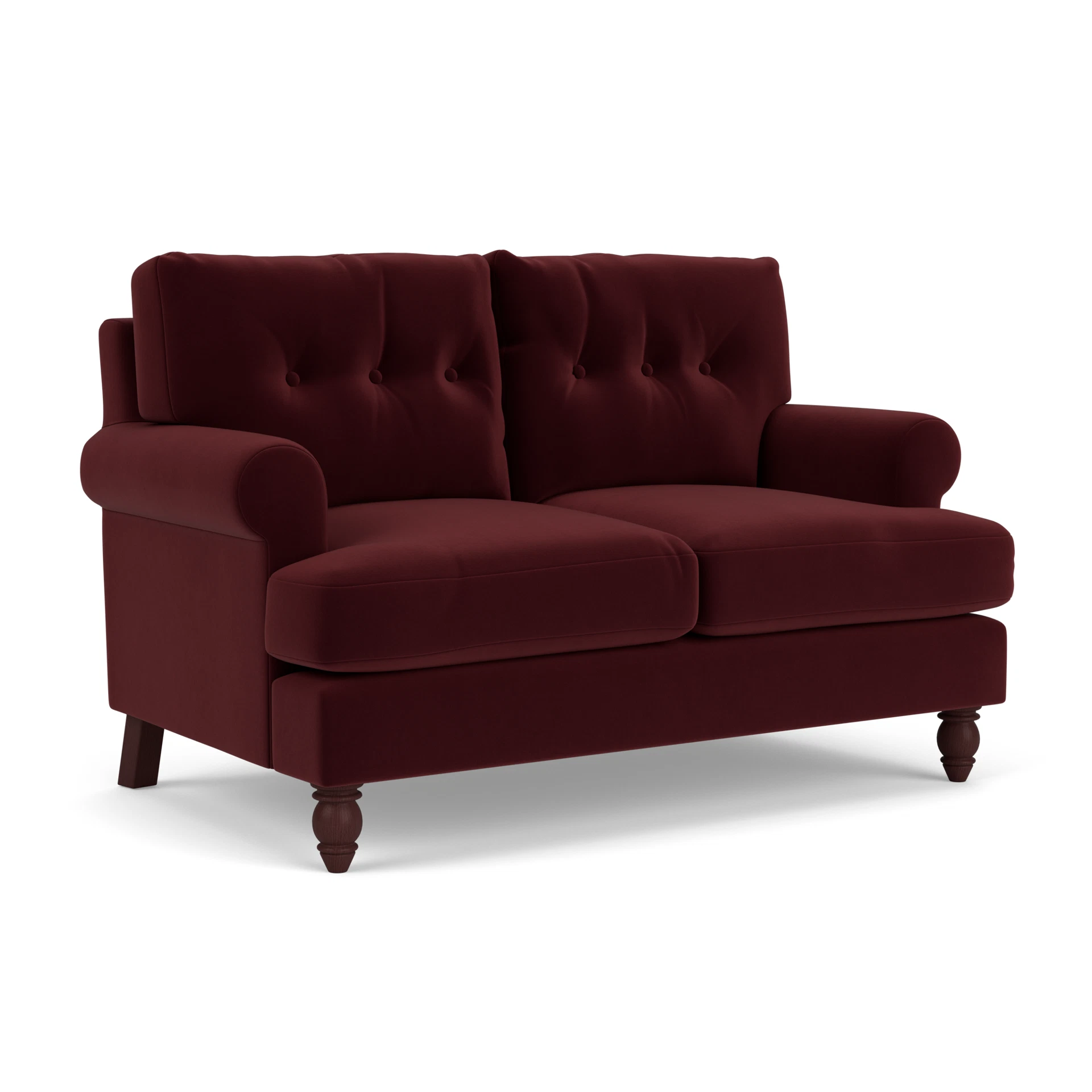 Talbot 2 Seater Sofa in Matt Velvet - Dark Rosehip with Light legs