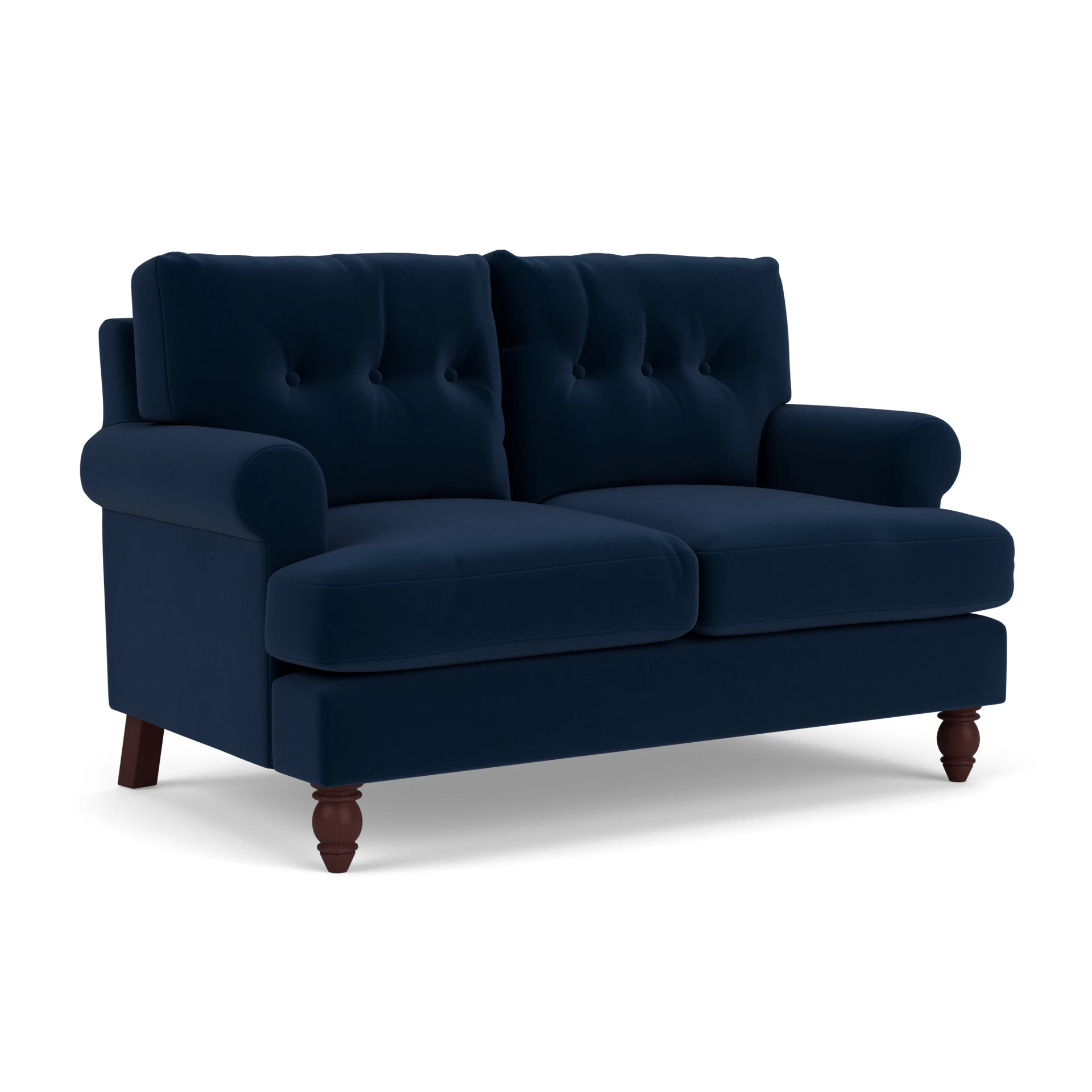 Talbot 2 Seater Sofa in Matt Velvet - Deep Blue with Light legs