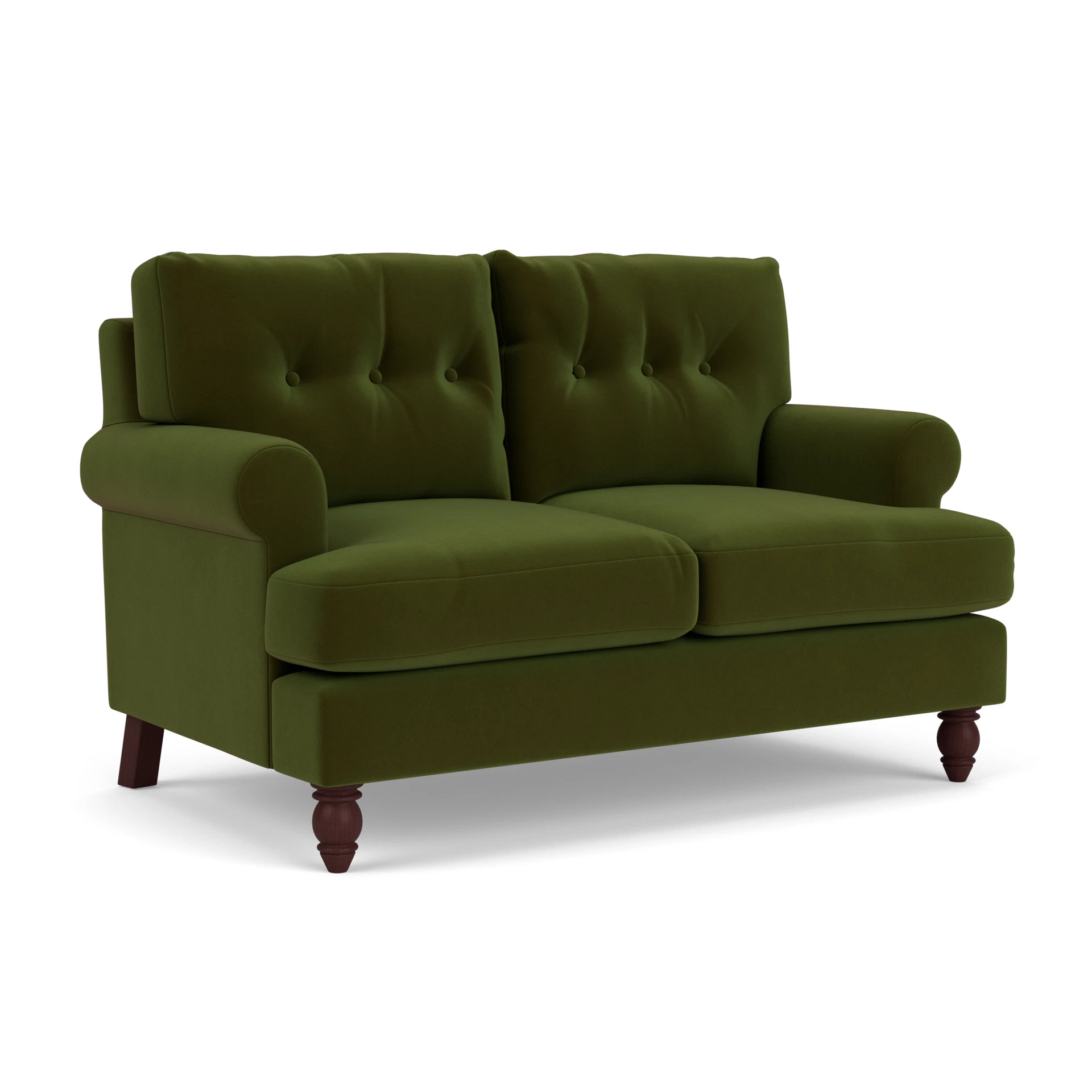 Talbot 2 Seater Sofa in Matt Velvet - Forest Green with Light legs