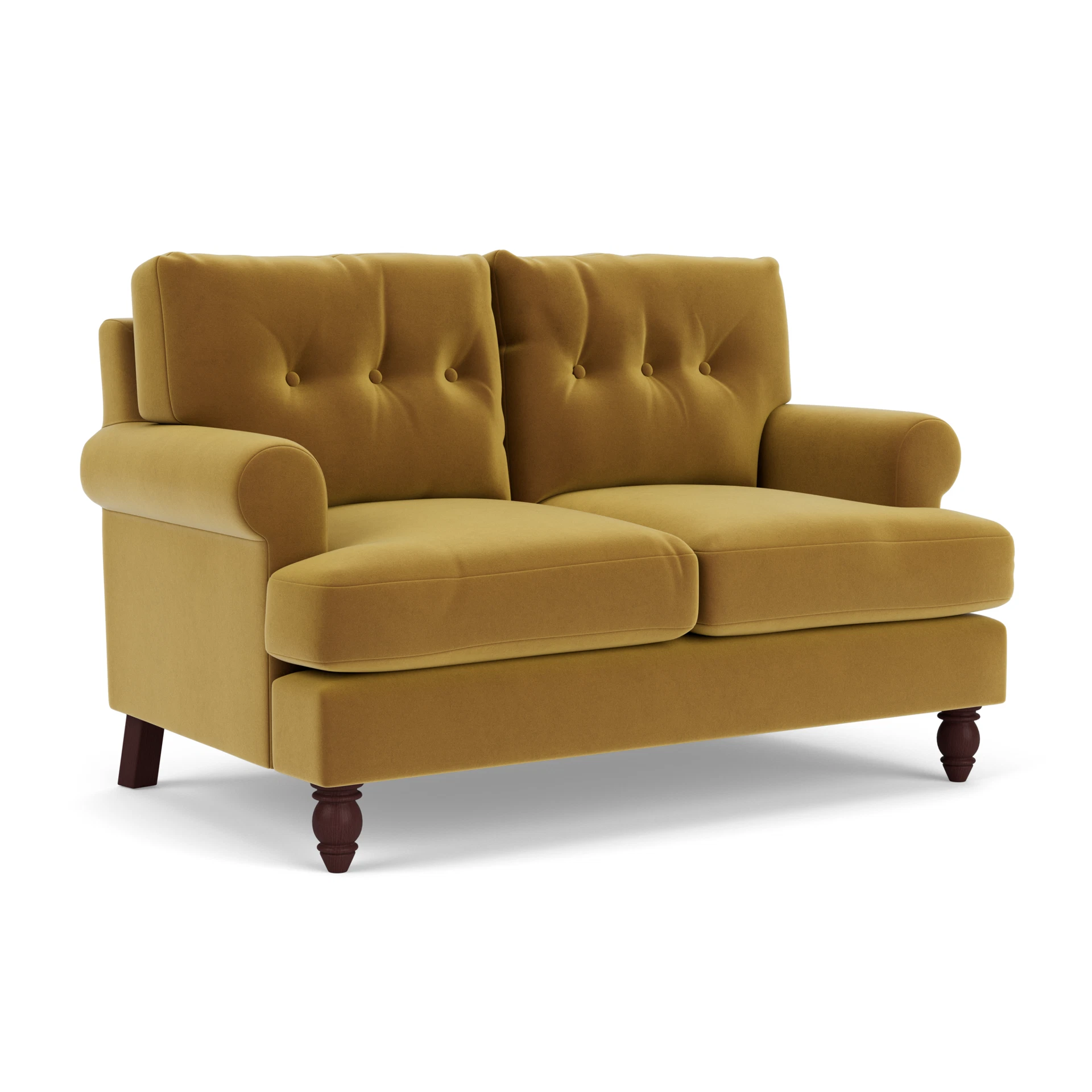 Talbot 2 Seater Sofa in Matt Velvet - Mustard with Light legs