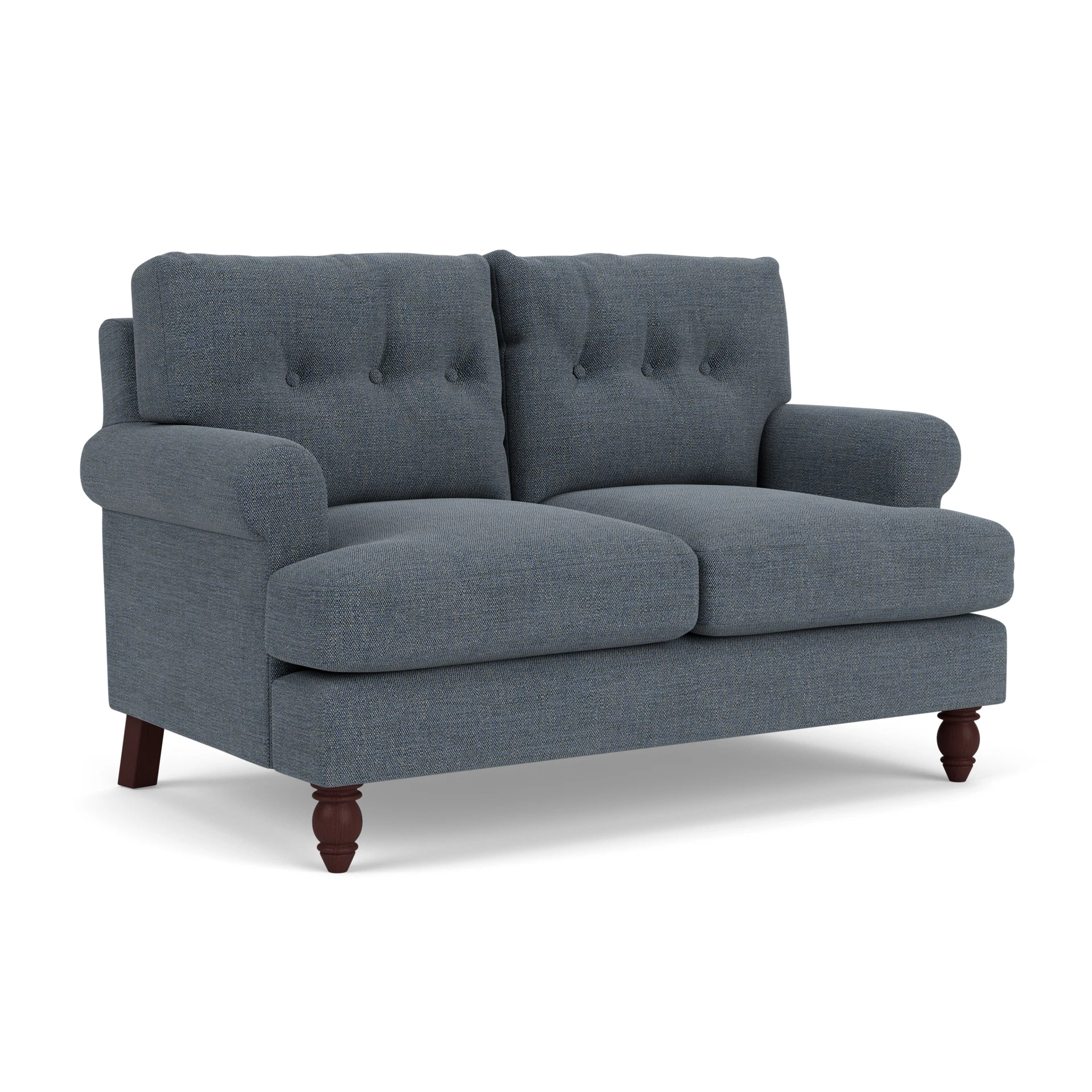 Talbot 2 Seater Sofa in Rustic Weave - Indigo with Light legs