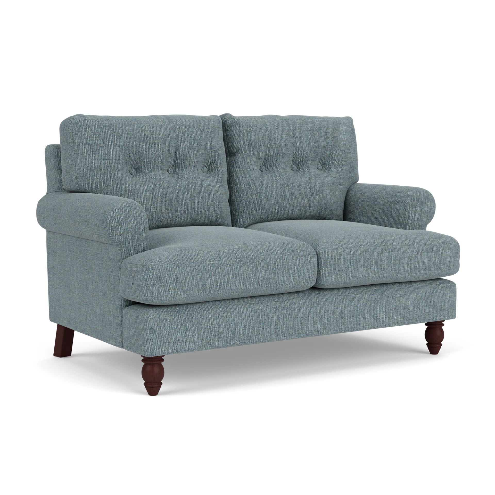 Talbot 2 Seater Sofa in Rustic Weave - Teal Marl with Light legs