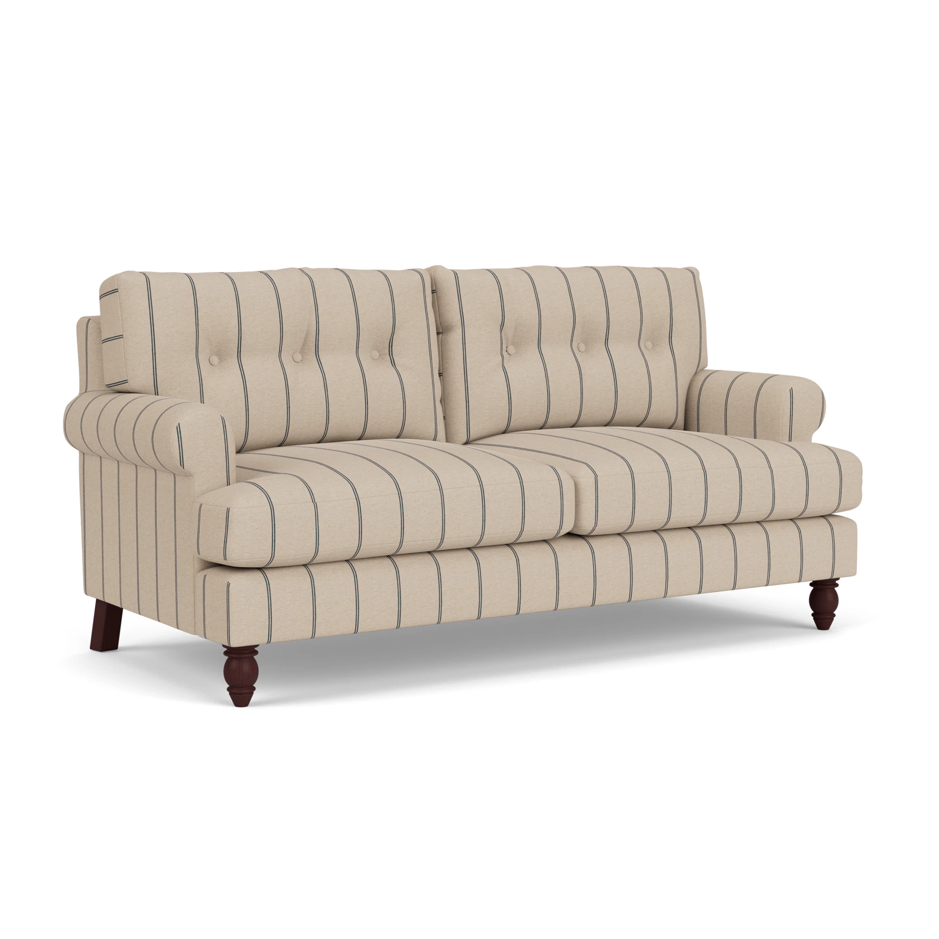 Talbot 3 Seater Sofa in Compton Stripe - Charcoal with Light legs