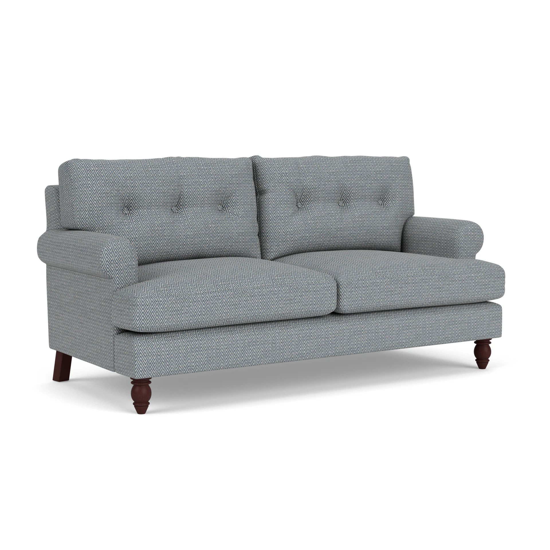 Talbot 3 Seater Sofa in Herringbone Weave - Navy with Light legs