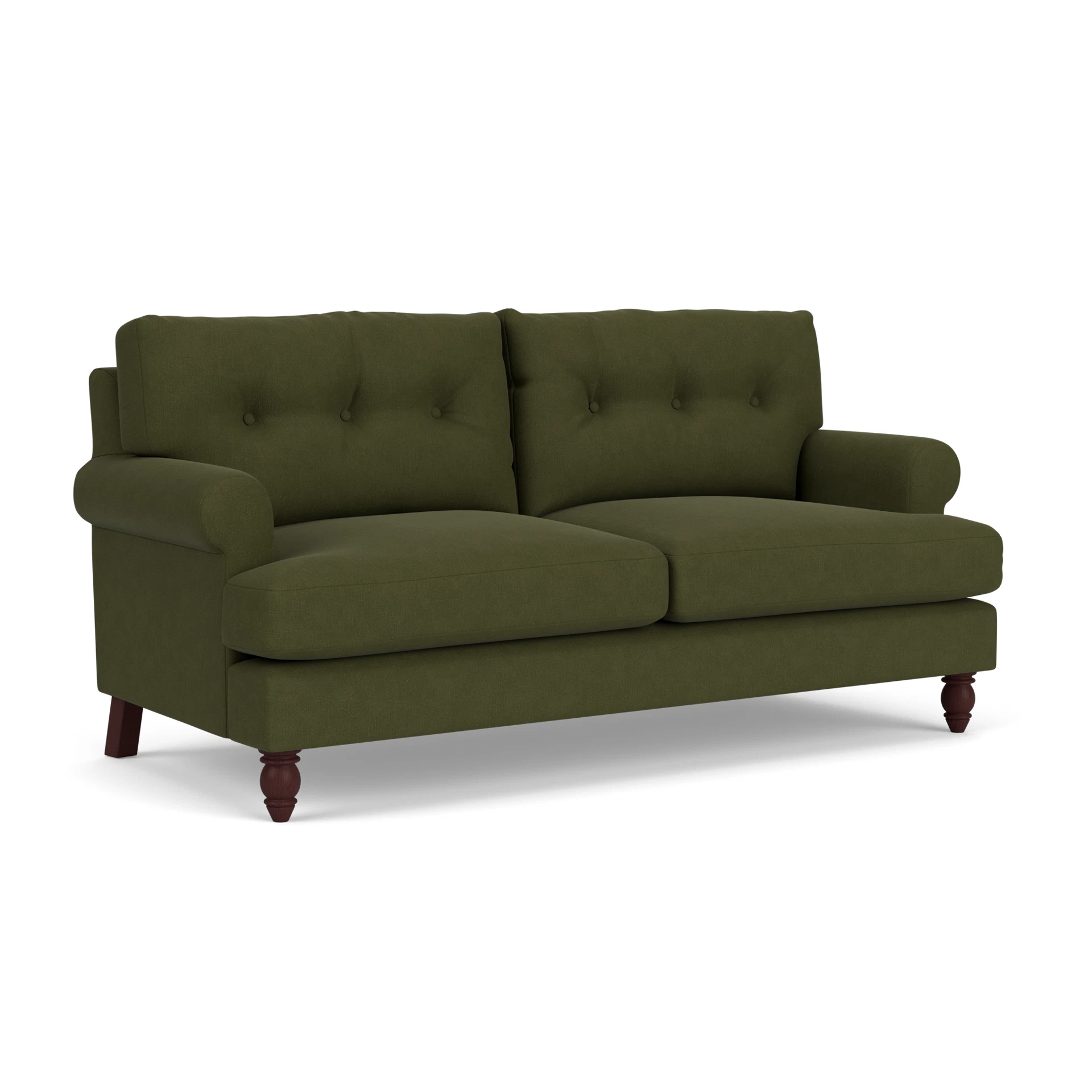Talbot 3 Seater Sofa in House Linen Mix - Forest Green with Light legs