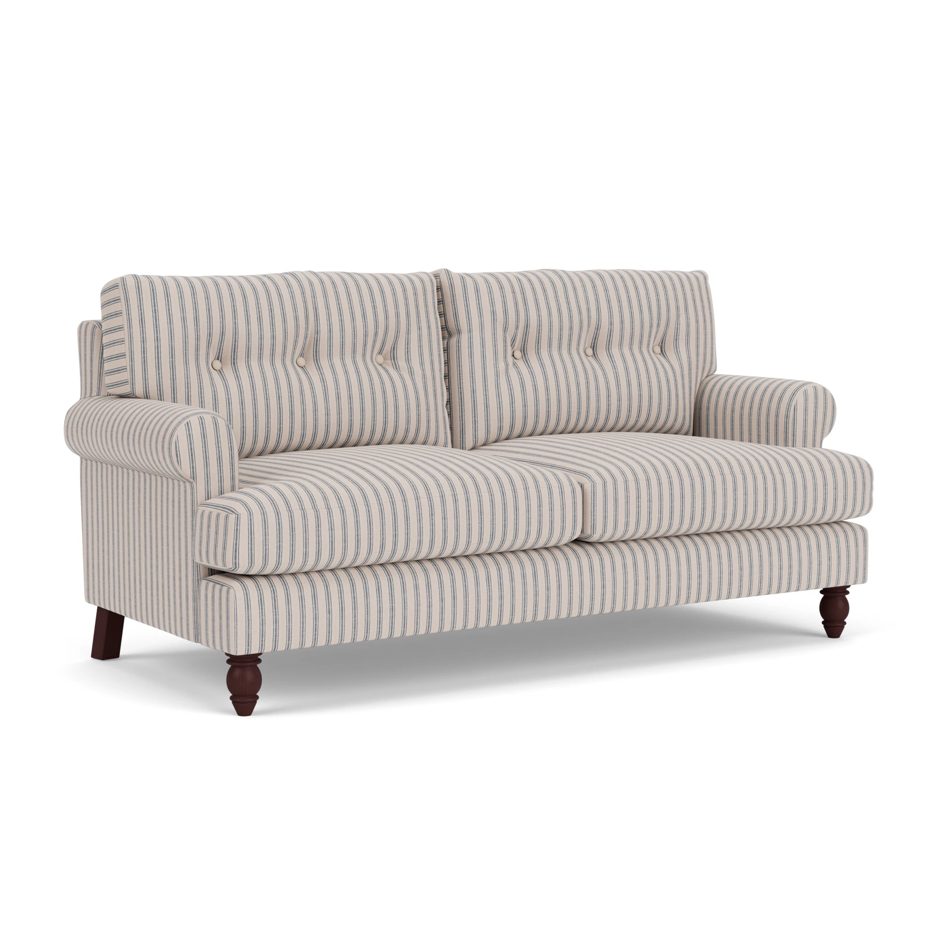 Talbot 3 Seater Sofa in Kingham Stripe - Indigo with Light legs