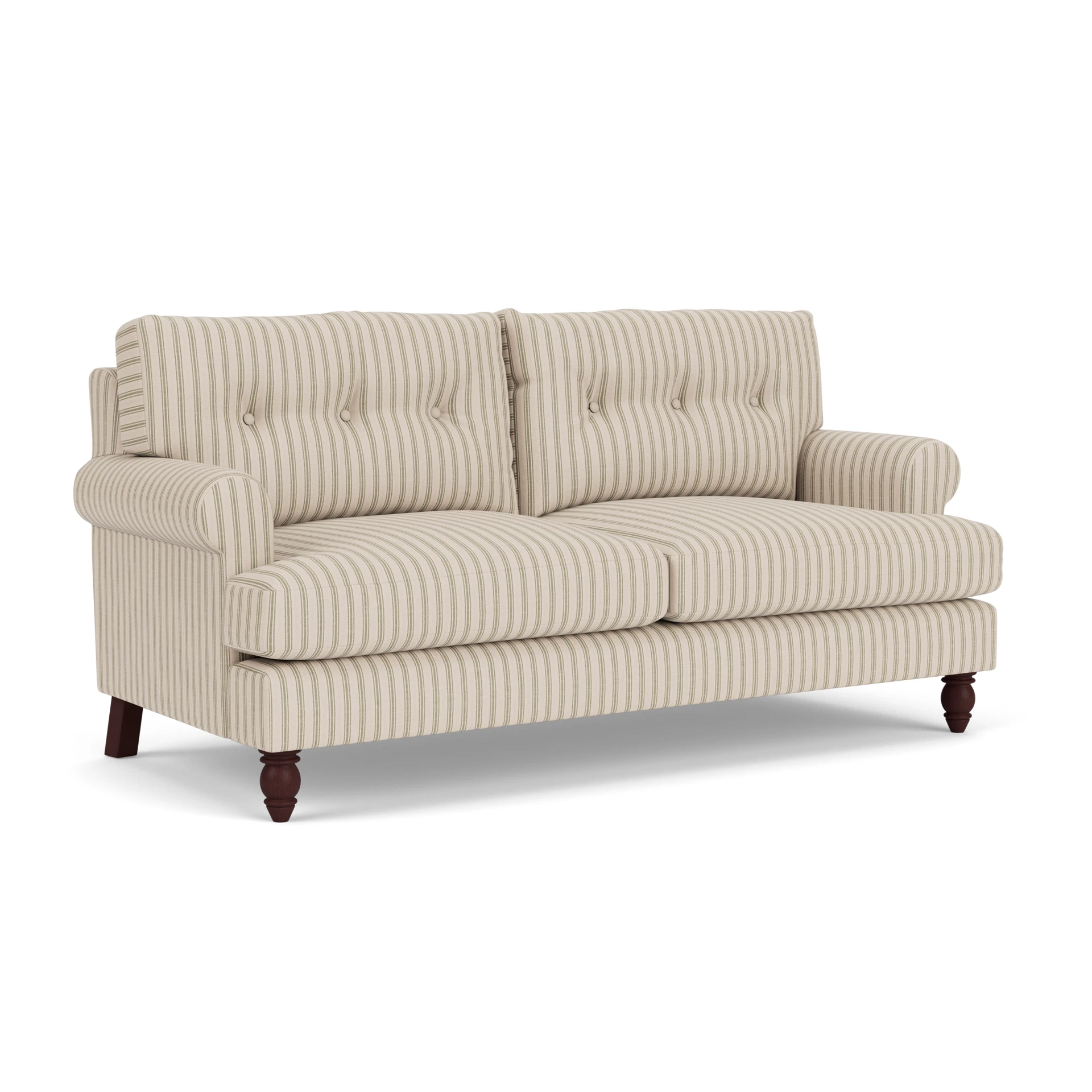 Talbot 3 Seater Sofa in Kingham Stripe - Sage with Light legs
