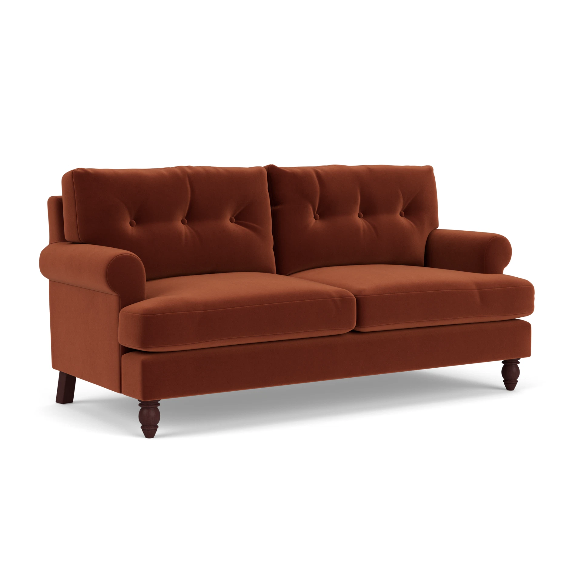 Talbot 3 Seater Sofa in Matt Velvet - Brick with Light legs