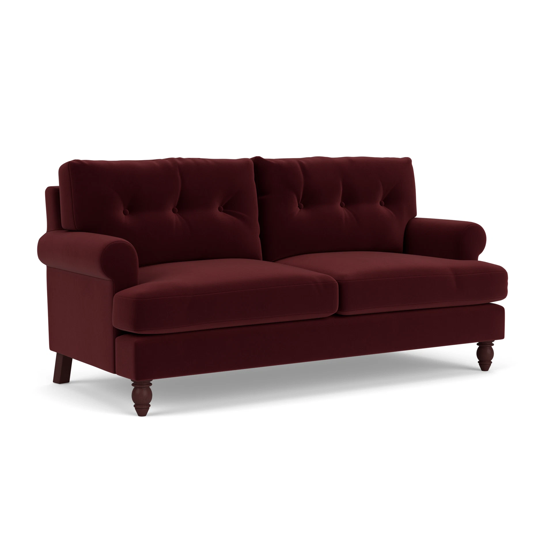 Talbot 3 Seater Sofa in Matt Velvet - Dark Rosehip with Light legs
