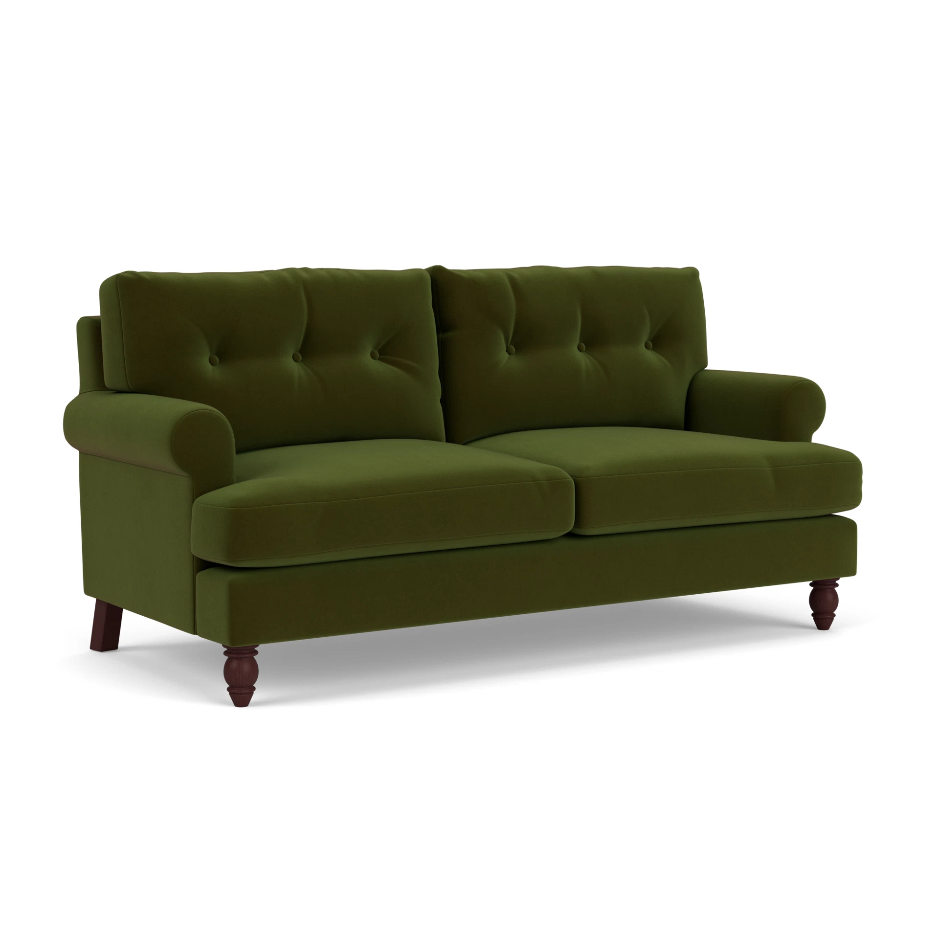 Talbot 3 Seater Sofa in Matt Velvet - Forest Green with Light legs