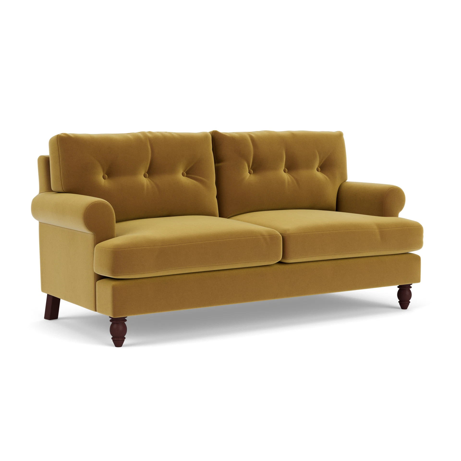 Talbot 3 Seater Sofa in Matt Velvet - Mustard with Light legs