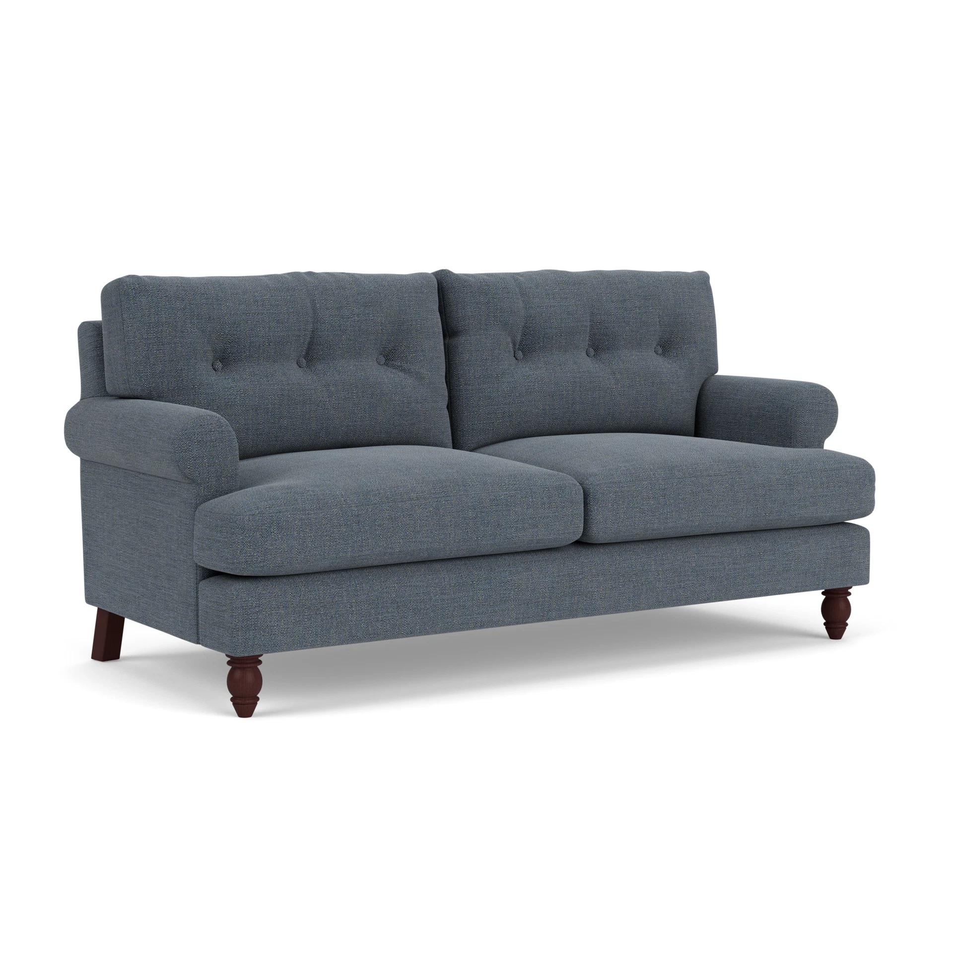Talbot 3 Seater Sofa in Rustic Weave - Indigo with Light legs