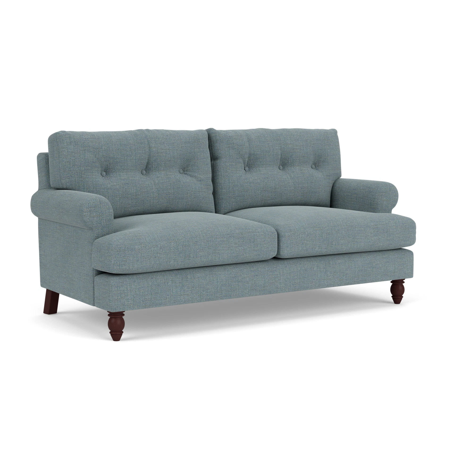 Talbot 3 Seater Sofa in Rustic Weave - Teal Marl with Light legs