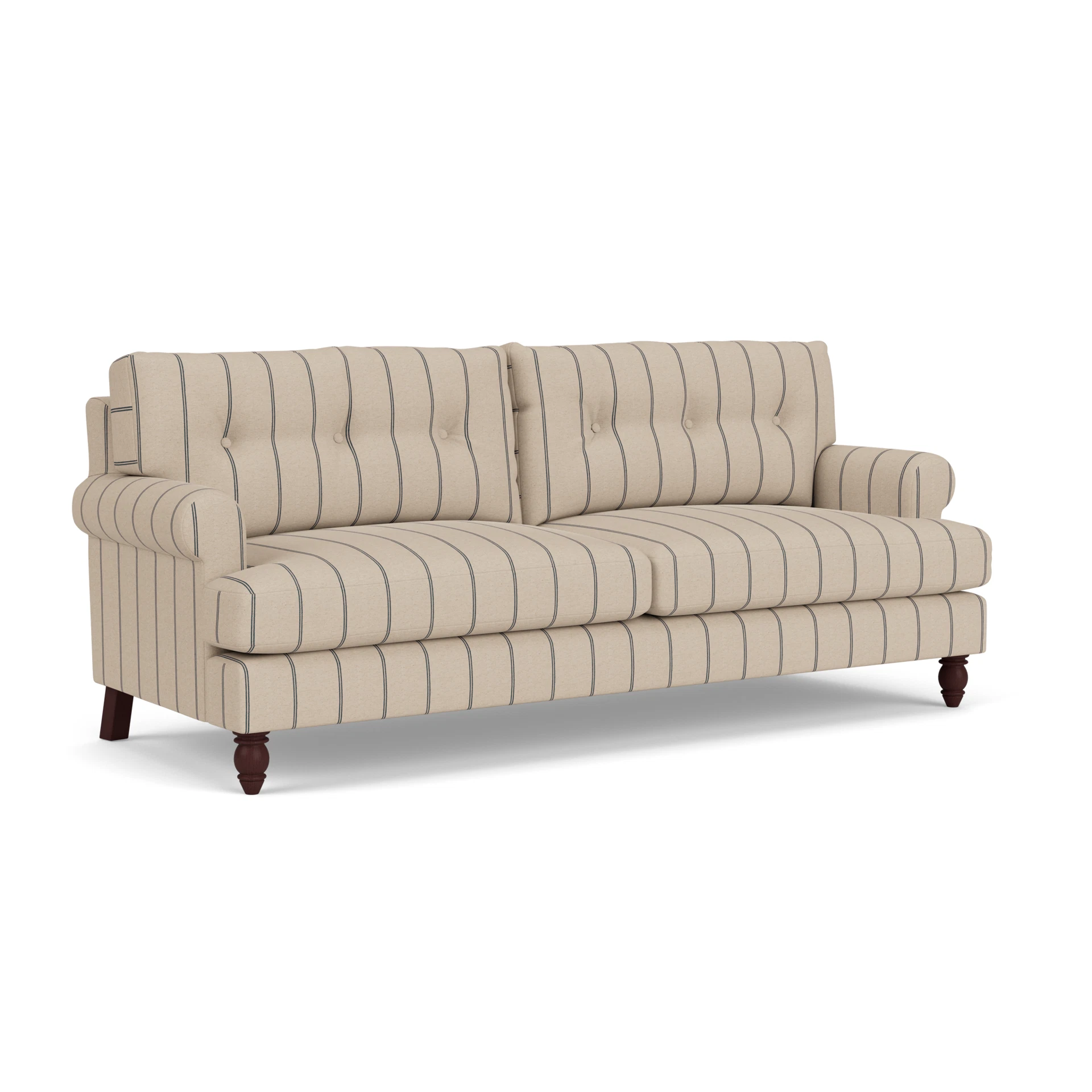 Talbot 4 Seater Sofa in Compton Stripe - Charcoal with Light legs