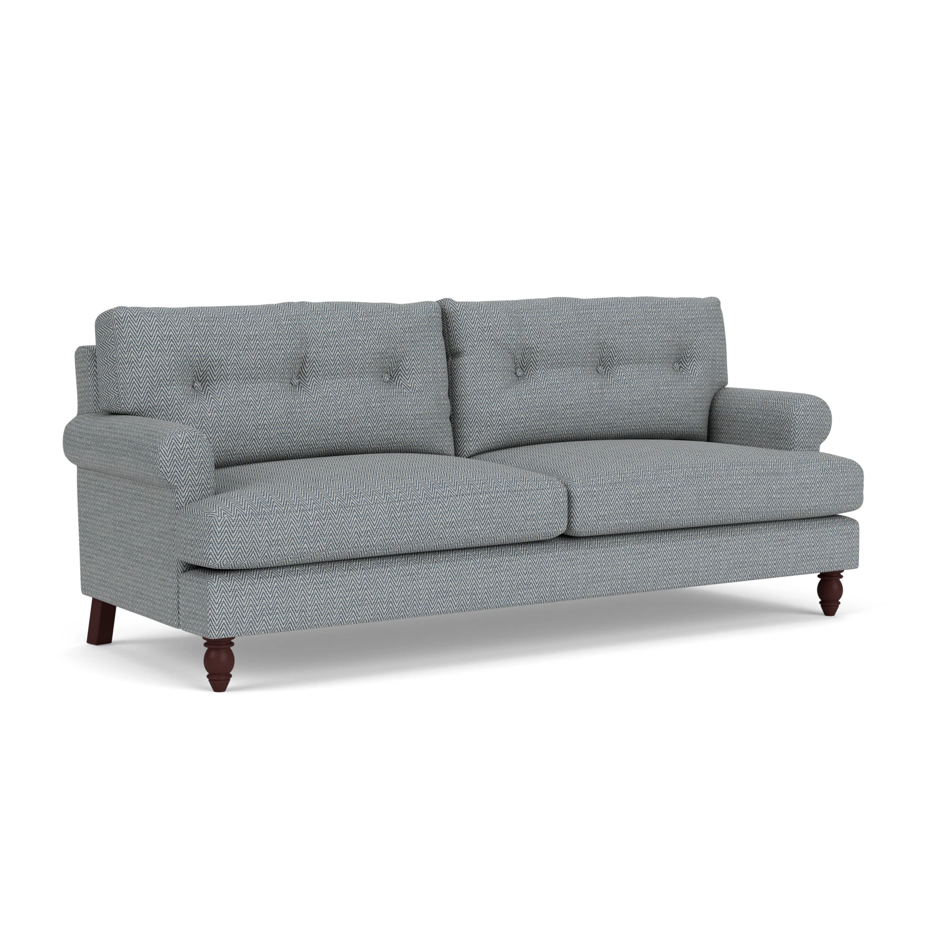 Talbot 4 Seater Sofa in Herringbone Weave - Navy with Light legs