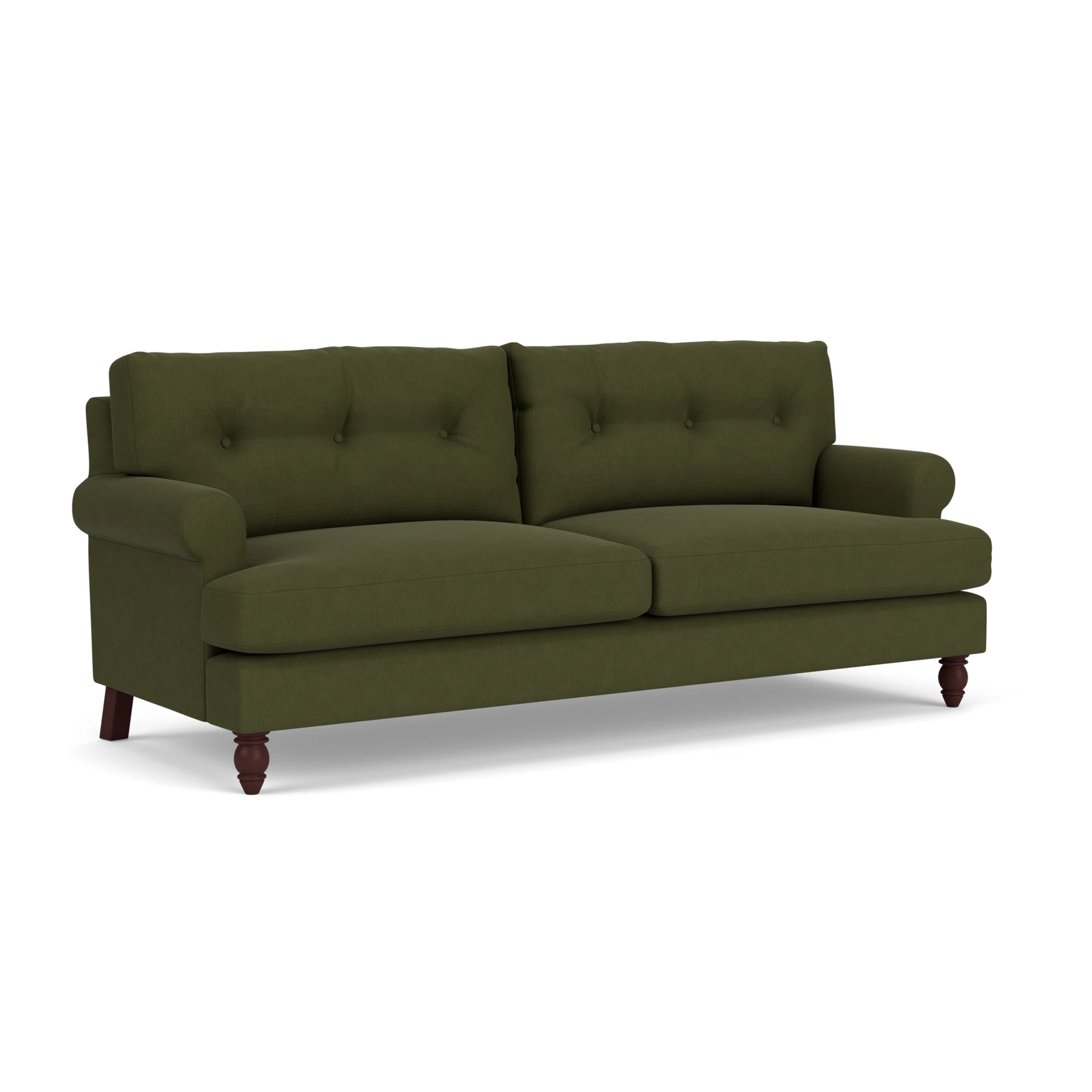 Talbot 4 Seater Sofa in House Linen Mix - Forest Green with Light legs