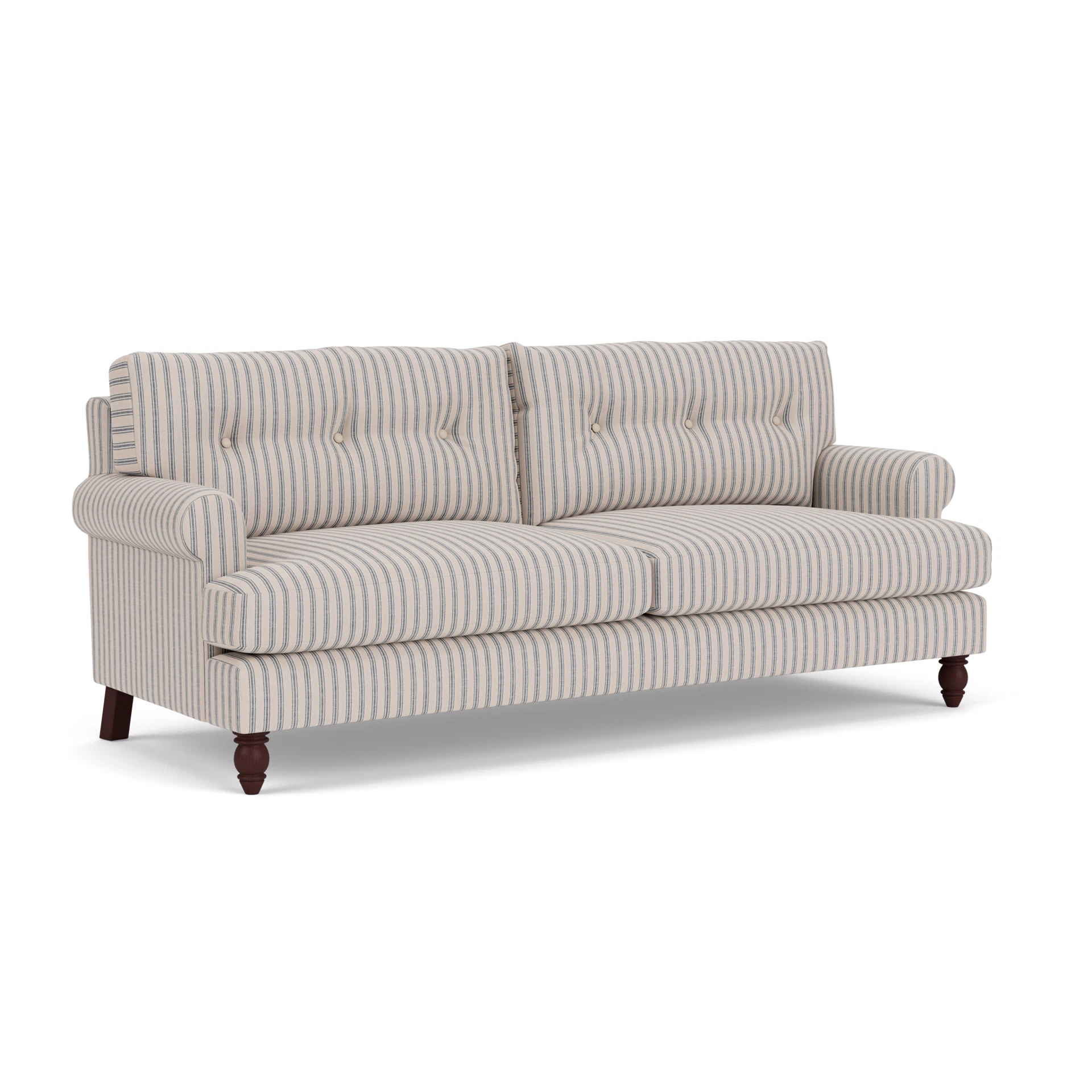 Talbot 4 Seater Sofa in Kingham Stripe - Indigo with Light legs