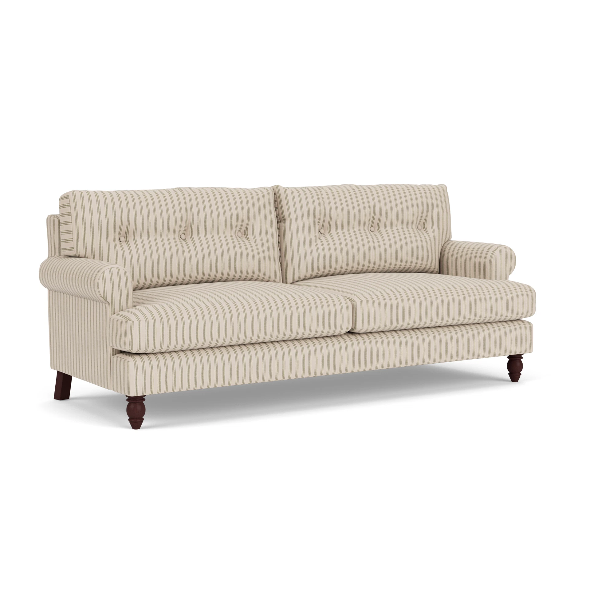 Talbot 4 Seater Sofa in Kingham Stripe - Sage with Light legs