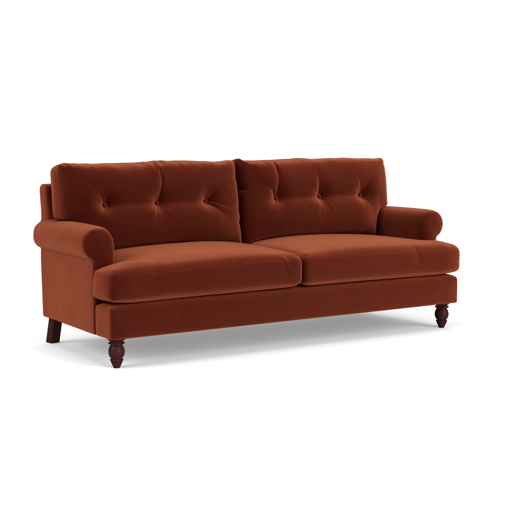 Talbot 4 Seater Sofa in Matt Velvet - Brick with Light legs
