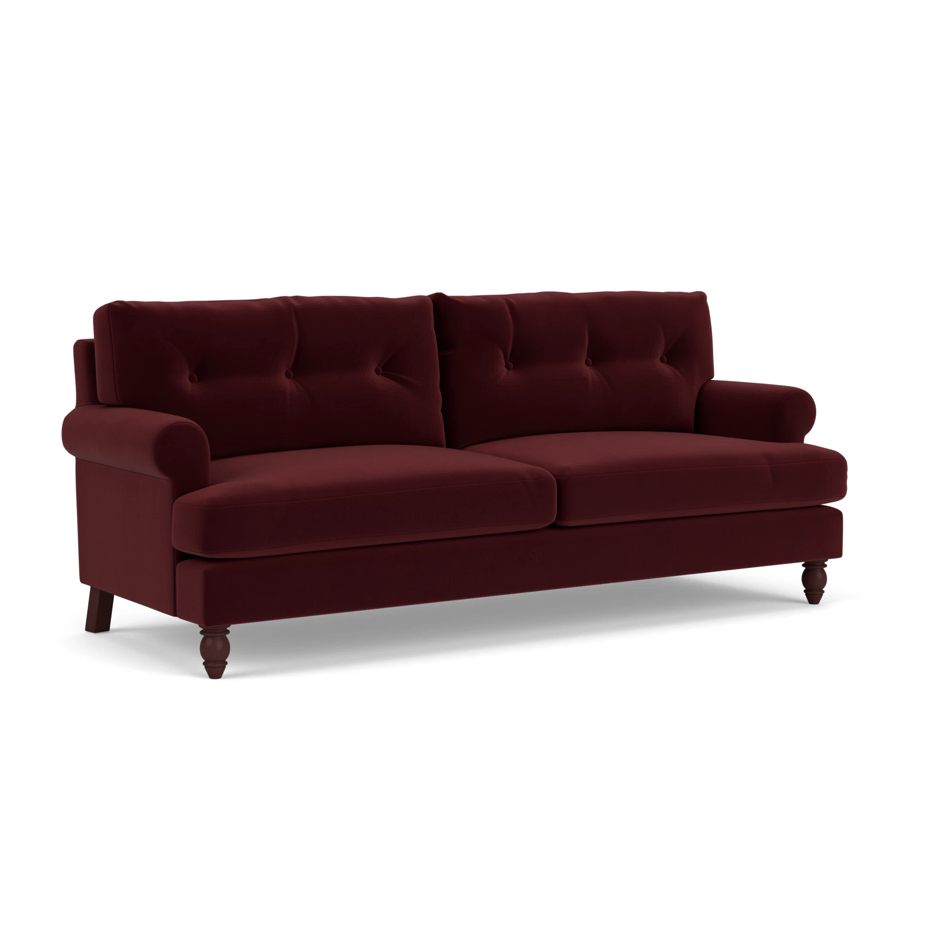 Talbot 4 Seater Sofa in Matt Velvet - Dark Rosehip with Light legs