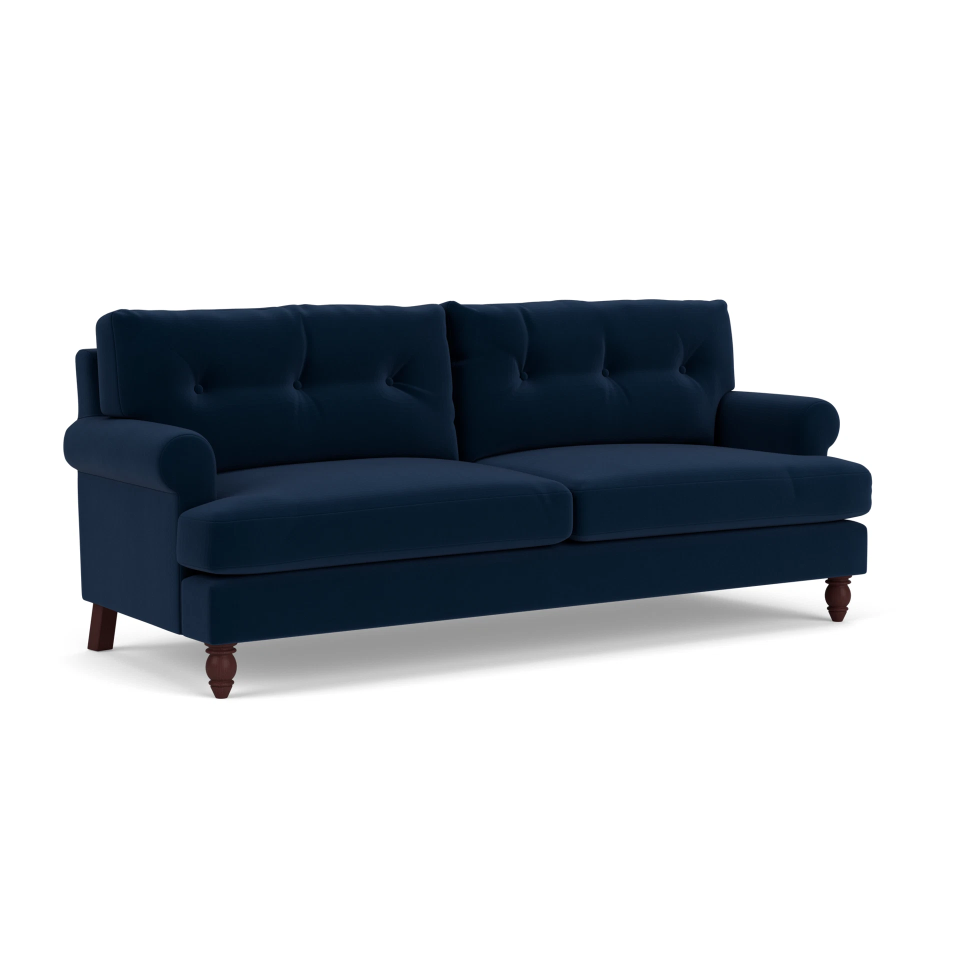 Talbot 4 Seater Sofa in Matt Velvet - Deep Blue with Light legs