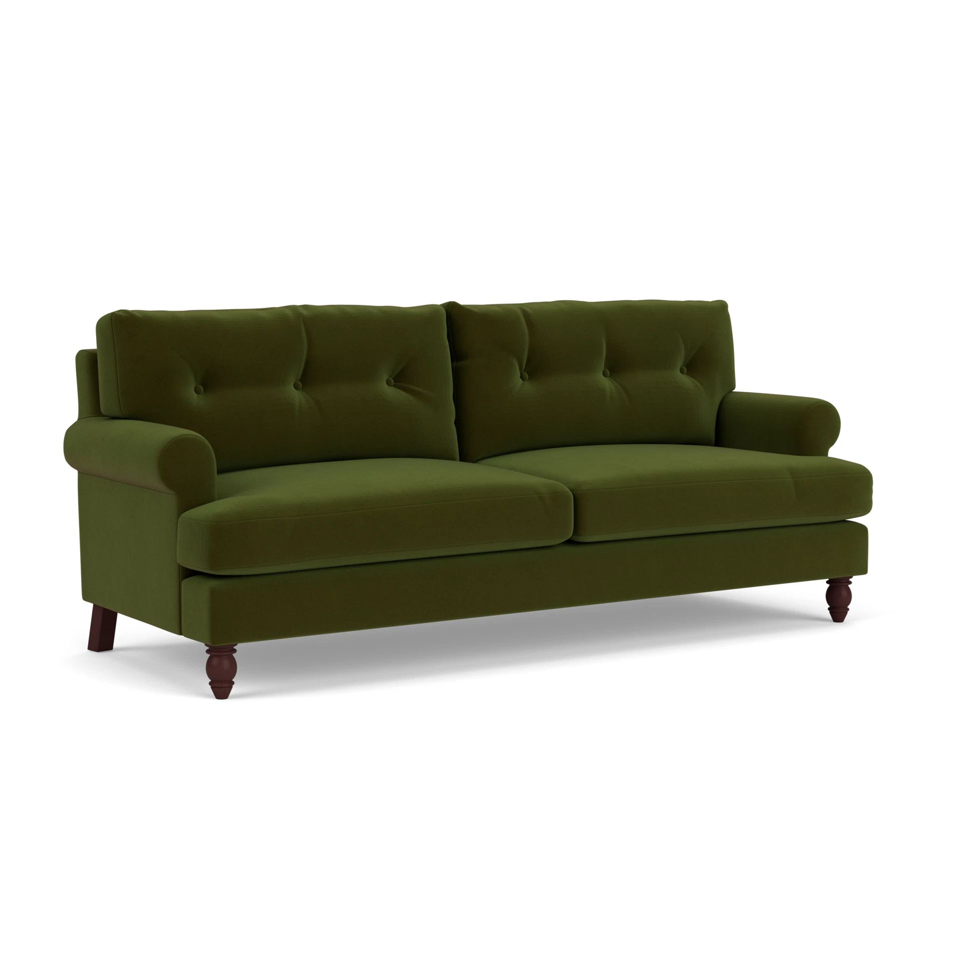 Talbot 4 Seater Sofa in Matt Velvet - Forest Green with Light legs