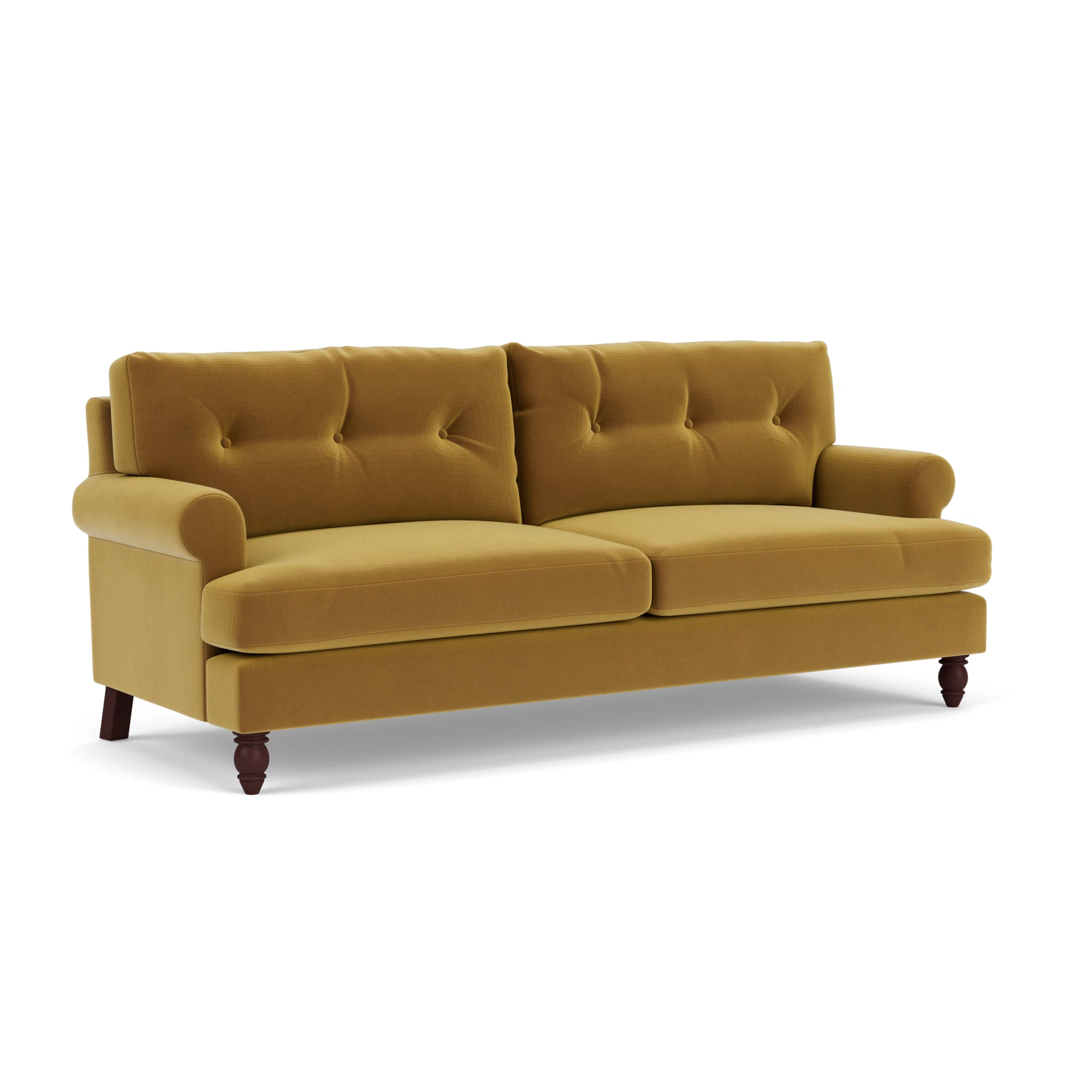 Talbot 4 Seater Sofa in Matt Velvet - Mustard with Light legs