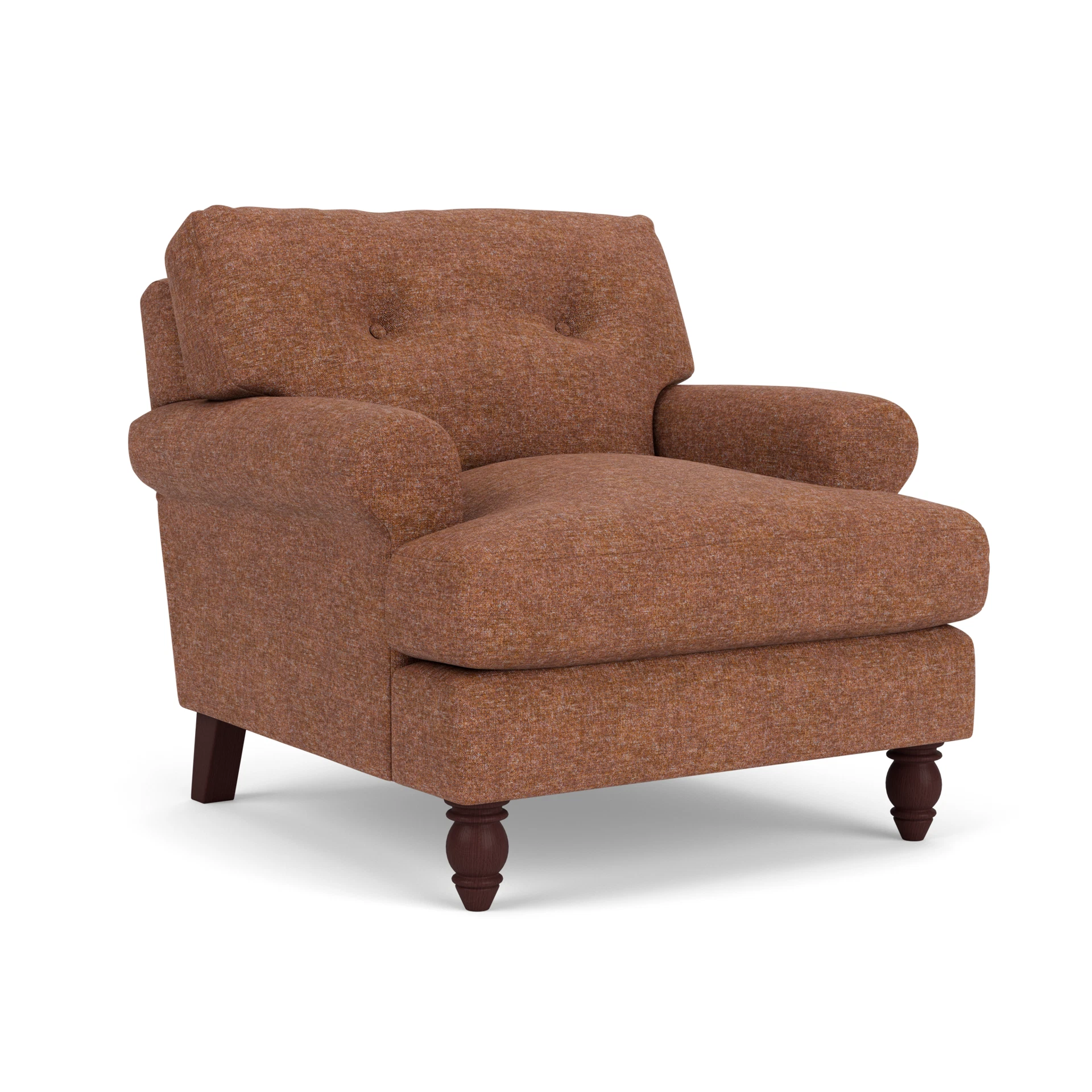 Talbot Armchair in Aquaclean Oxford - Brick Marl with Light legs