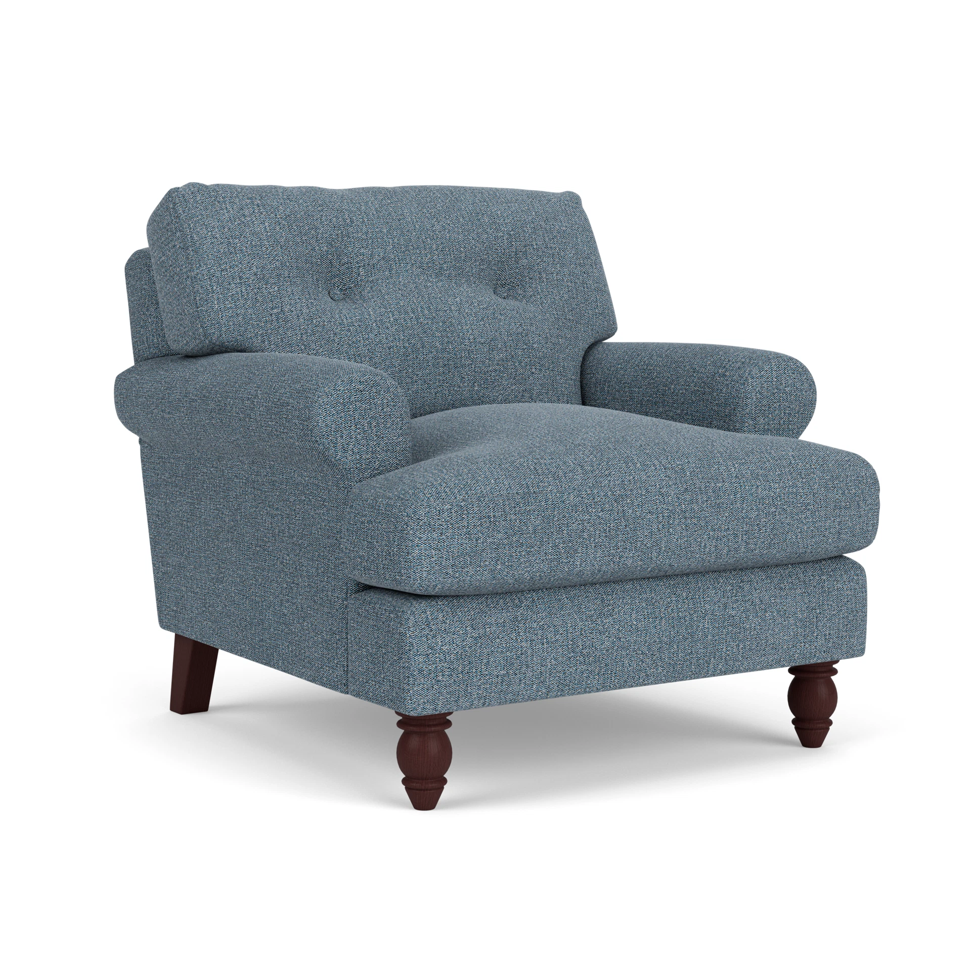Talbot Armchair in Aquaclean Oxford - Mid Blue with Light legs