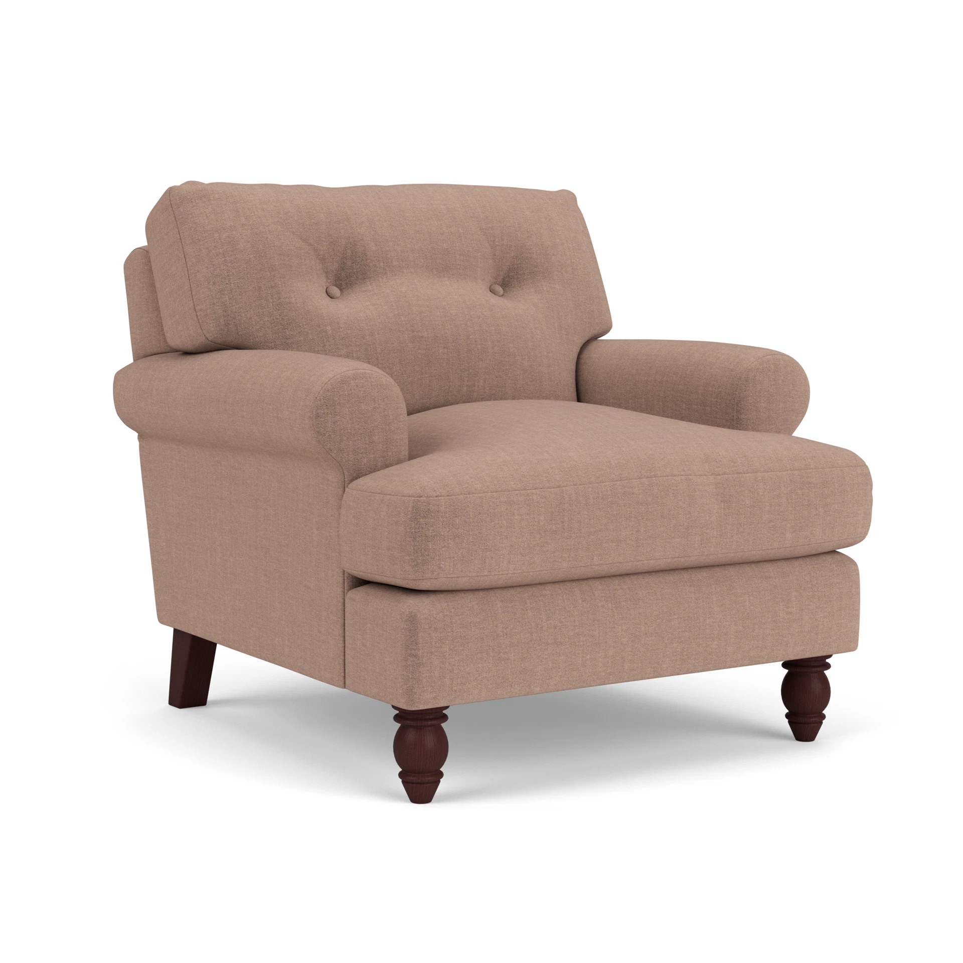 Talbot Armchair in Eco Chenille - Dusky Rose with Light legs