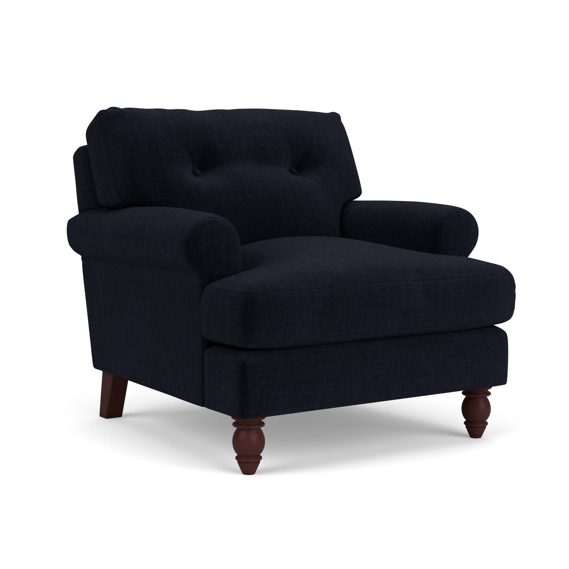 Talbot Armchair in Eco Chenille - Ink with Light legs