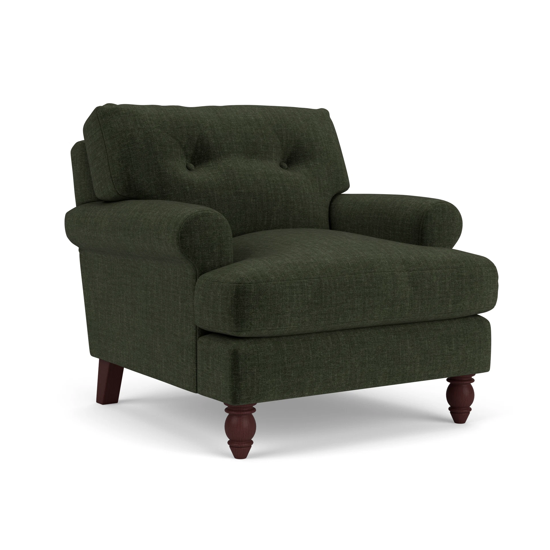 Talbot Armchair in Eco Chenille - Moss with Light legs