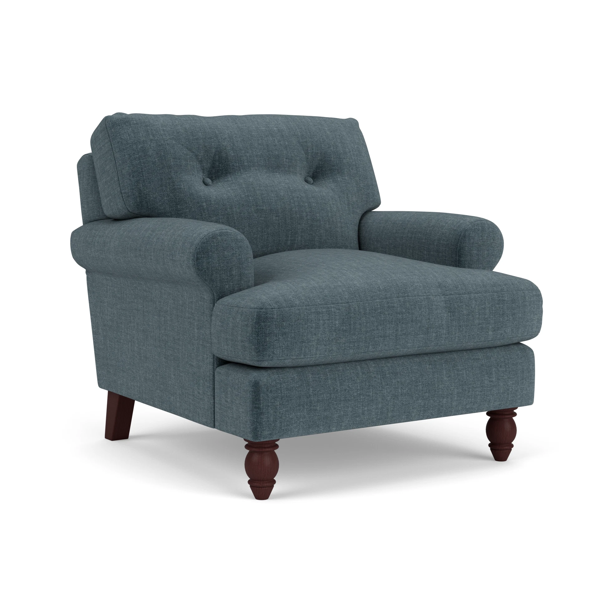 Talbot Armchair in Eco Chenille - Teal with Light legs