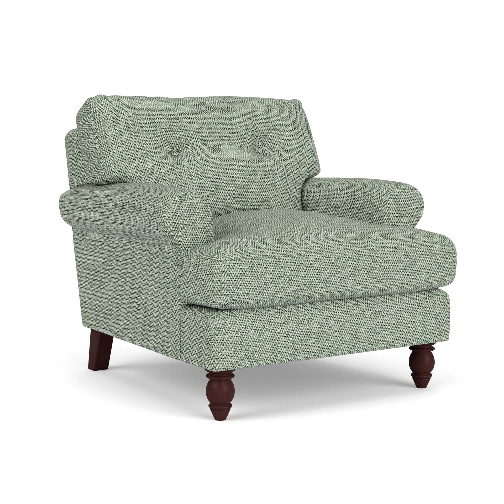 Talbot Armchair in Herringbone Weave - Lake with Light legs