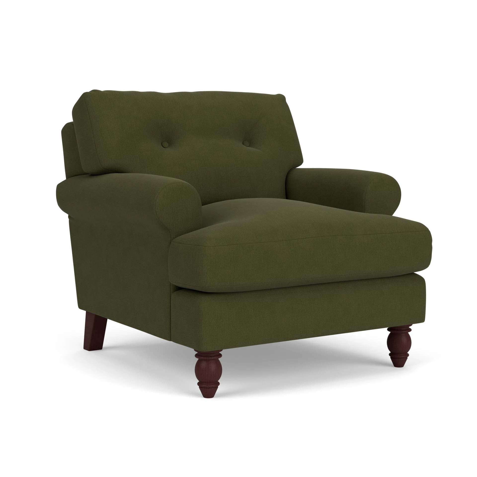 Talbot Armchair in House Linen Mix - Forest Green with Light legs
