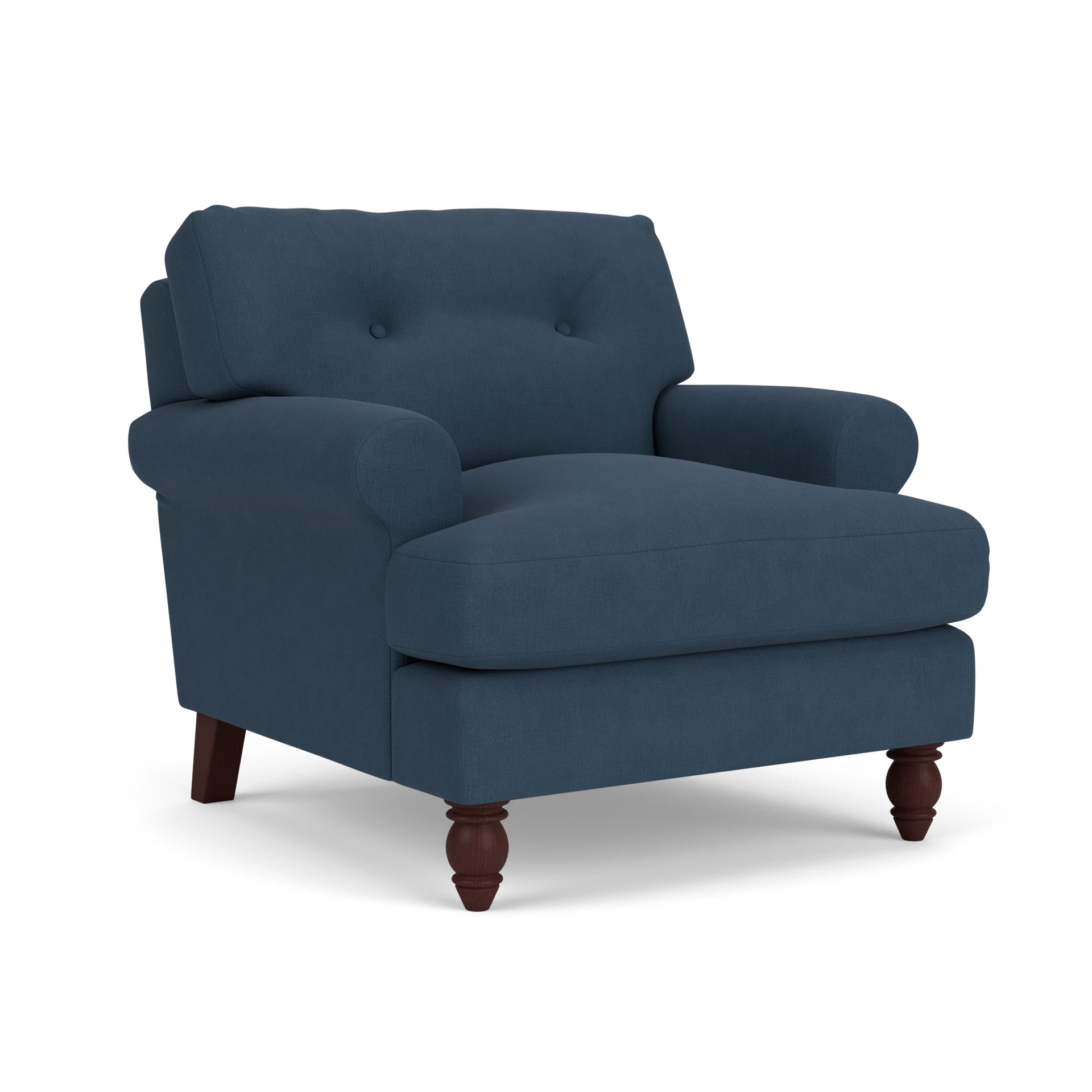 Talbot Armchair in House Linen Mix - Indigo with Light legs