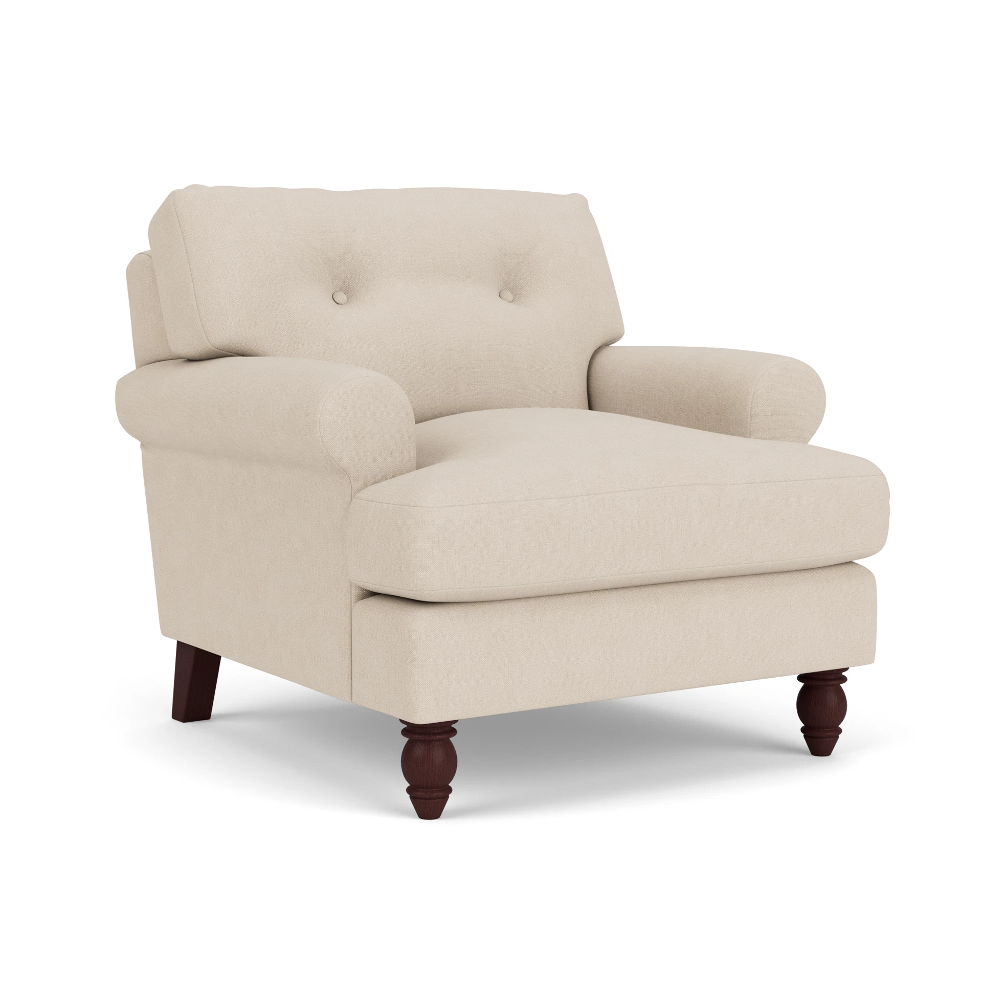 Talbot Armchair in House Linen Mix - Lily White with Light legs