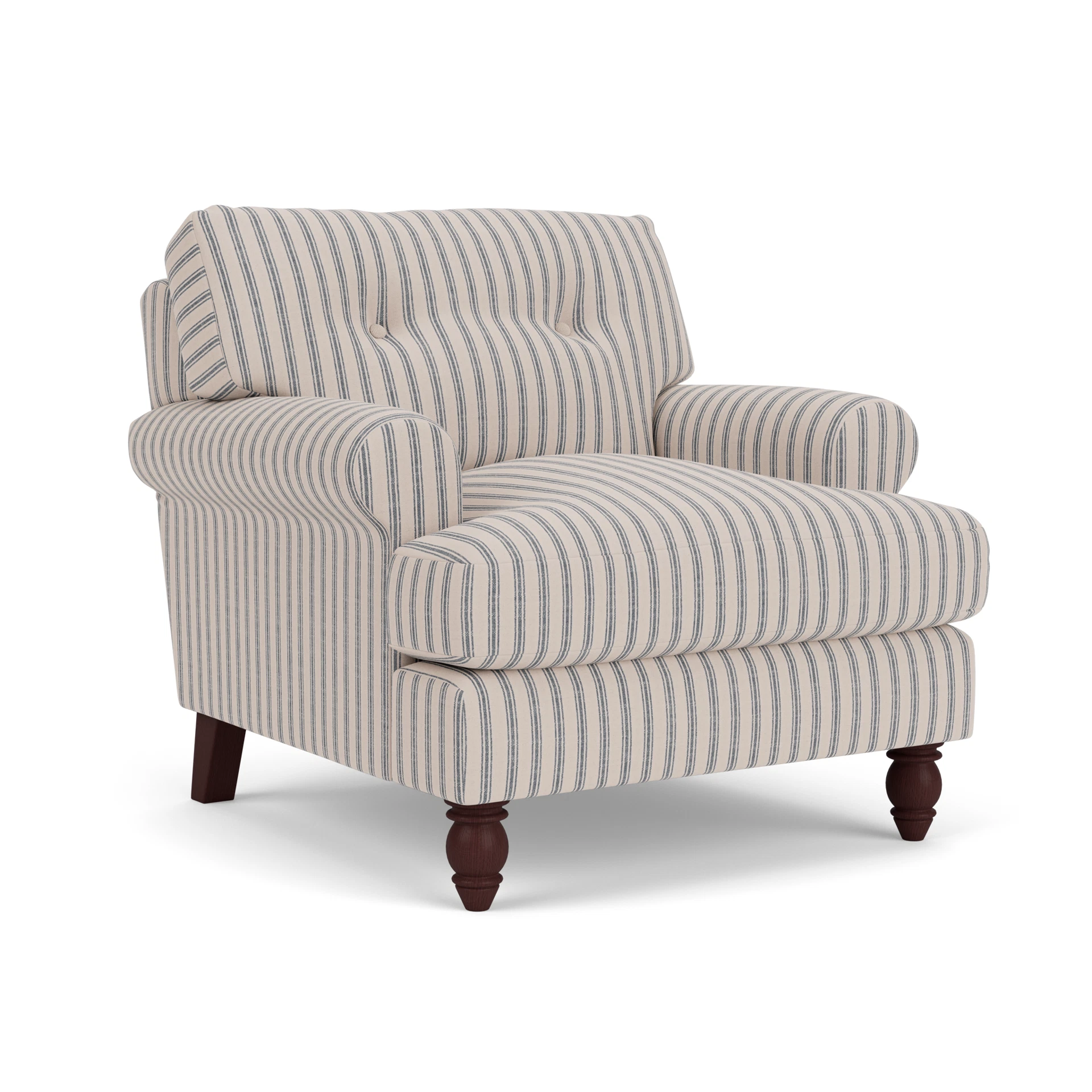 Talbot Armchair in Kingham Stripe - Indigo with Light legs