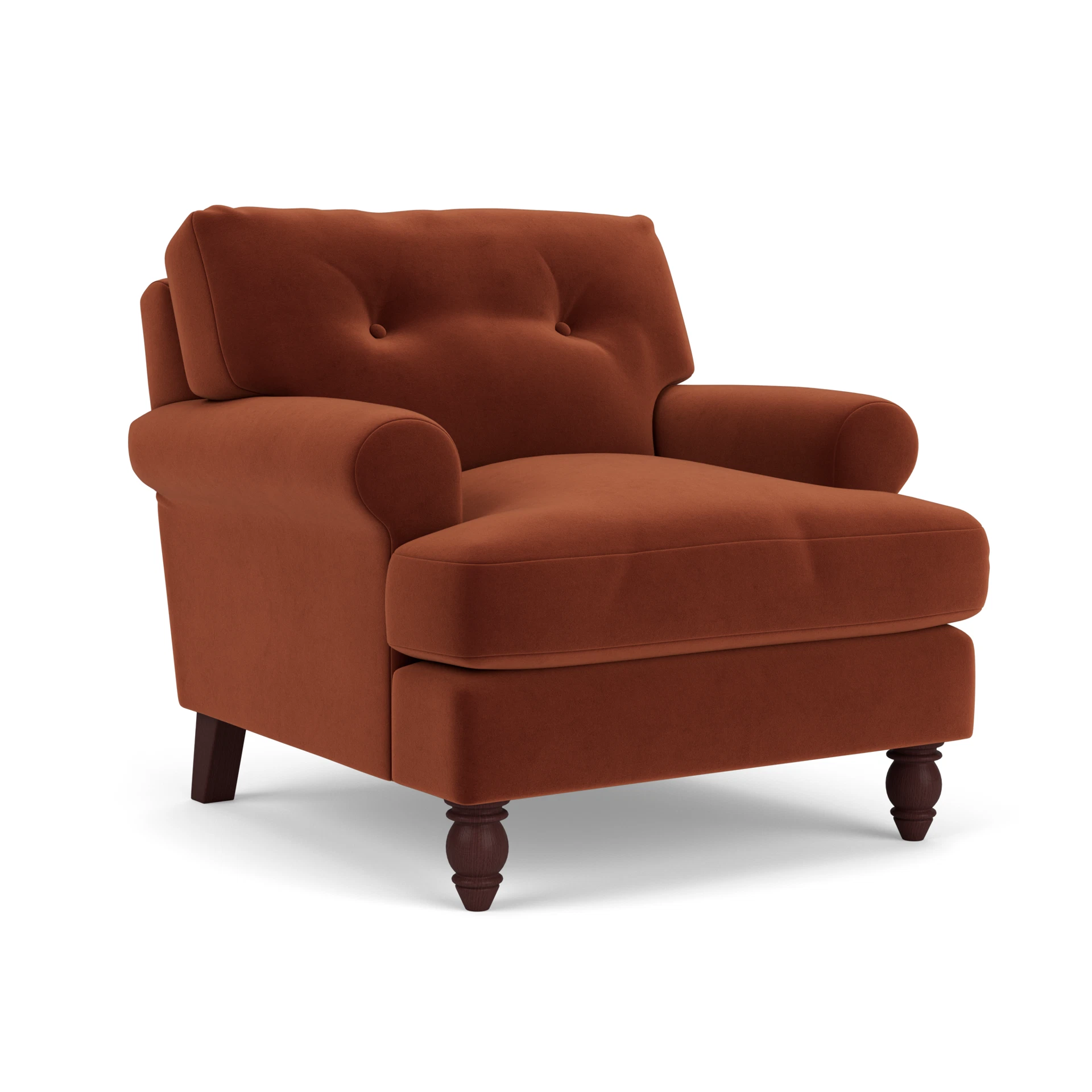 Talbot Armchair in Matt Velvet - Brick with Light legs