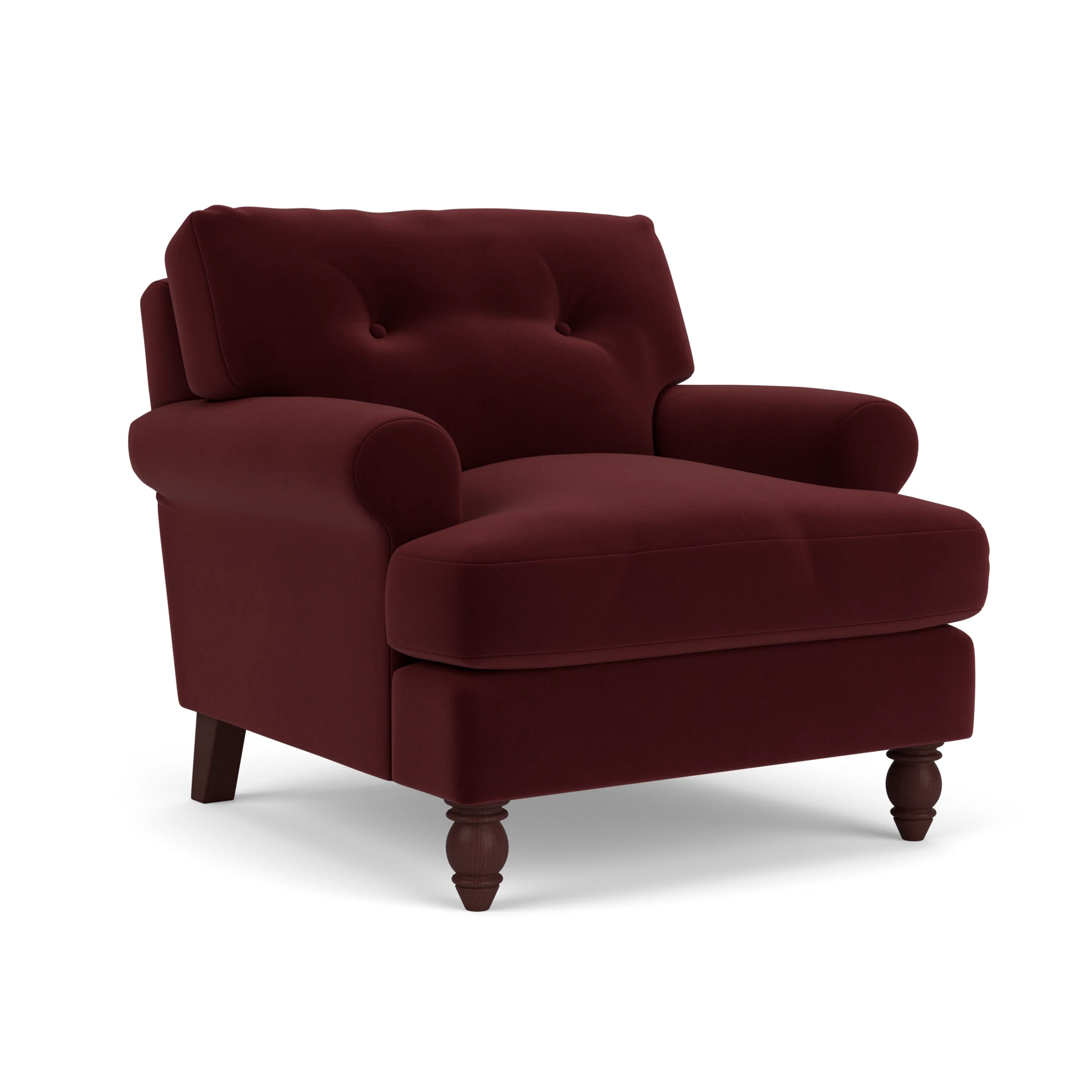 Talbot Armchair in Matt Velvet - Dark Rosehip with Light legs