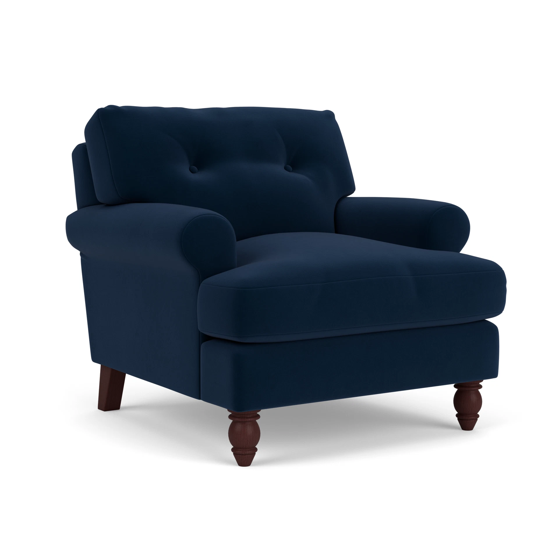 Talbot Armchair in Matt Velvet - Deep Blue with Light legs
