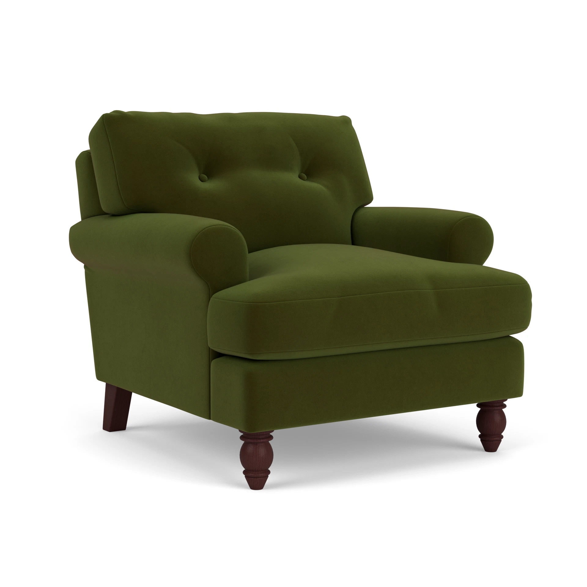 Talbot Armchair in Matt Velvet - Forest Green with Light legs