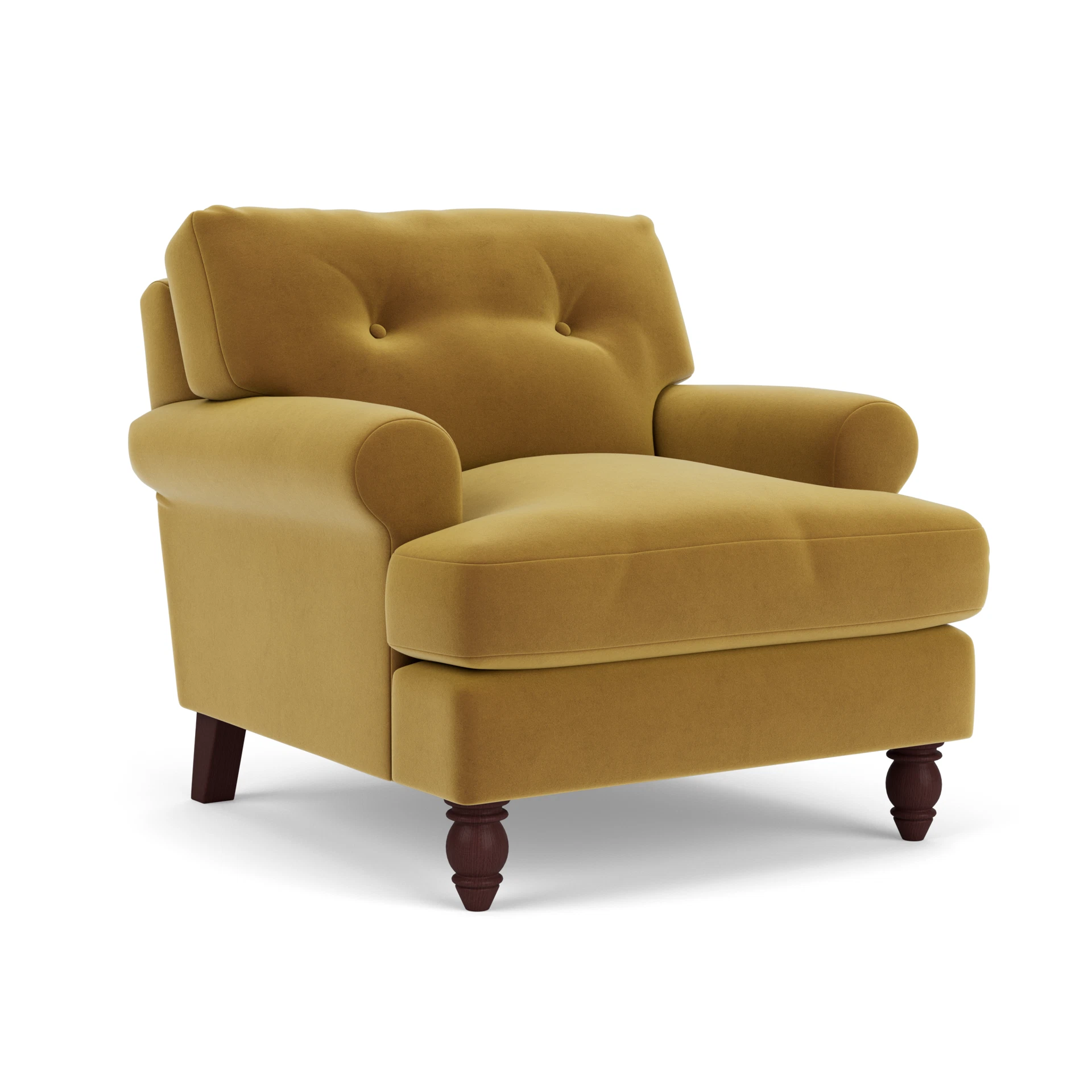 Talbot Armchair in Matt Velvet - Mustard with Light legs